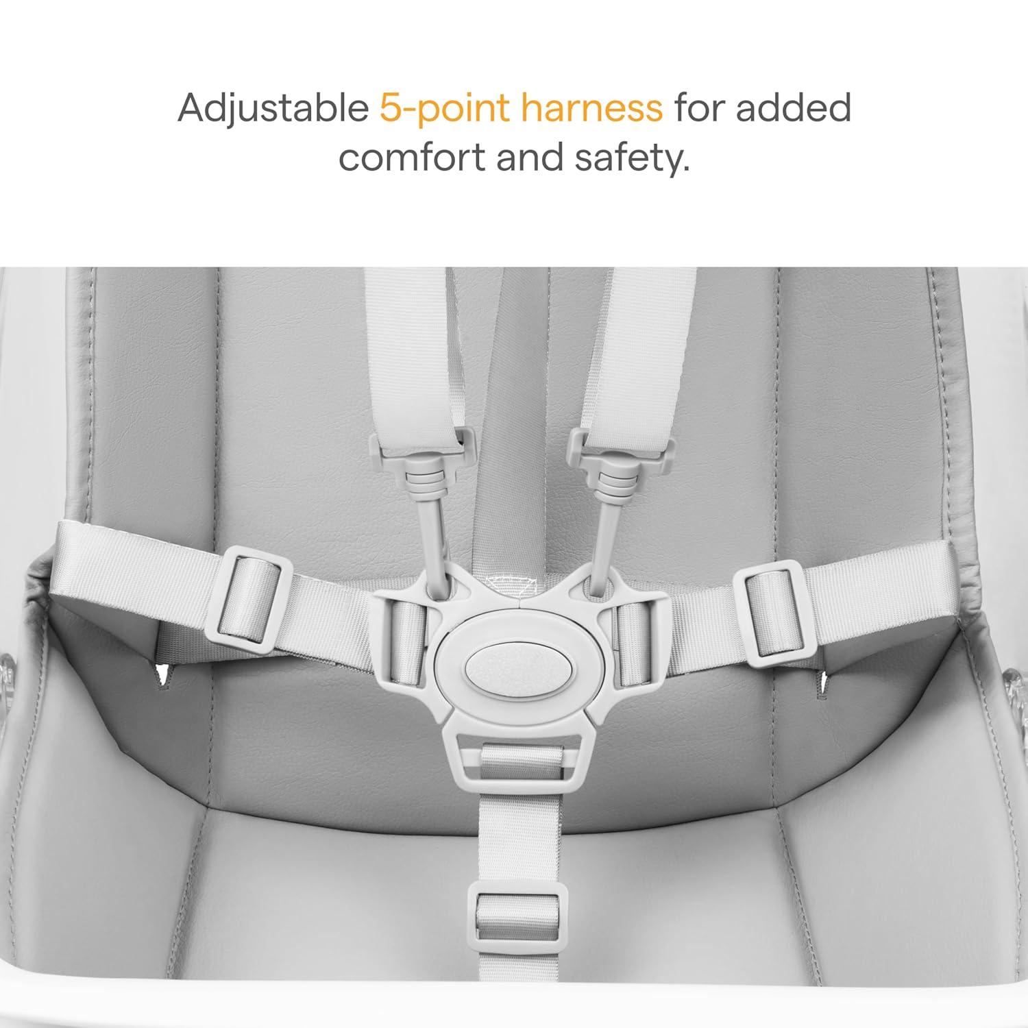 imageMunchkin 360 Cloud Baby and Toddler High Chair with Clear Seat and 360 Swivel White and Grey with Wooden LegsSEAT