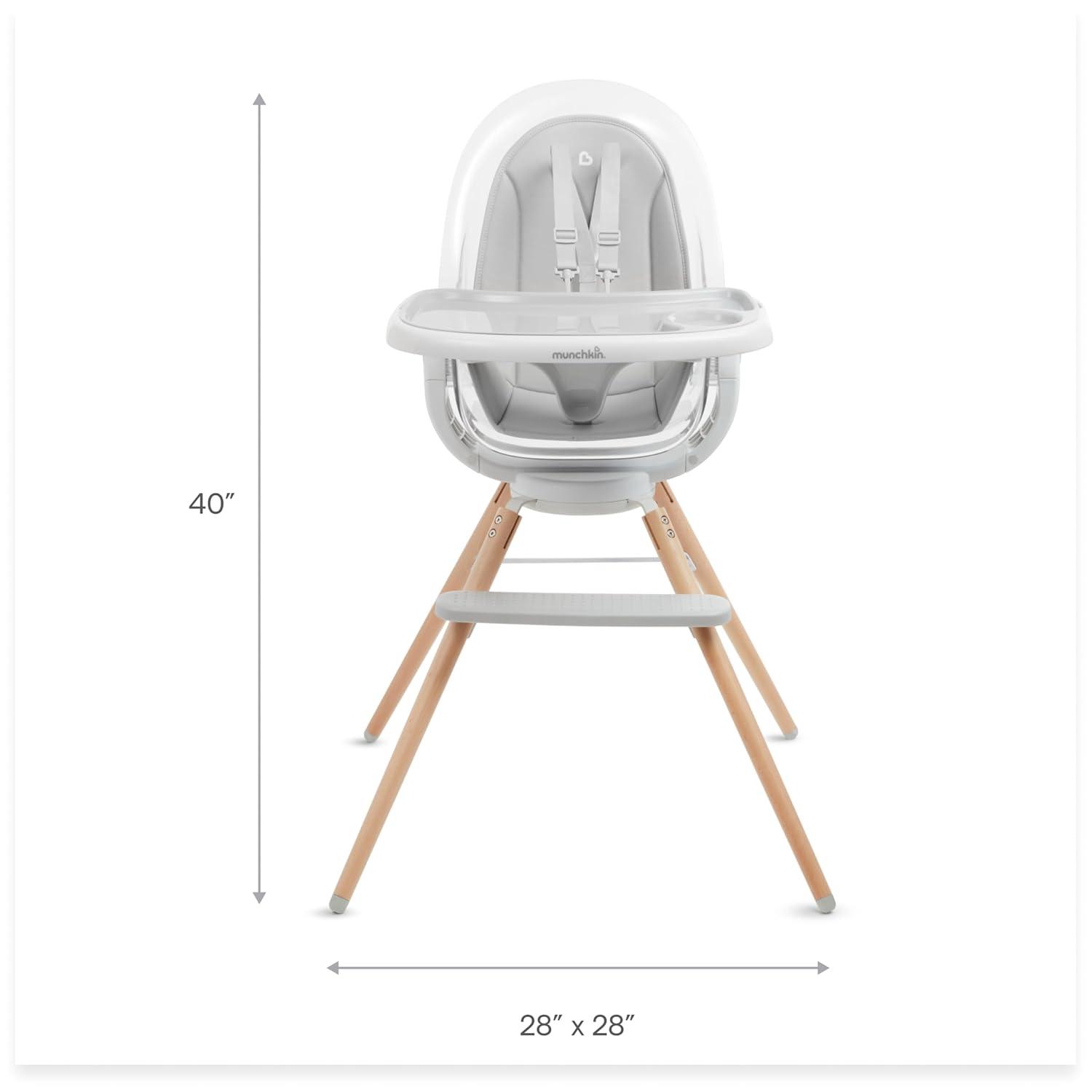 imageMunchkin 360 Cloud Baby and Toddler High Chair with Clear Seat and 360 Swivel White and Grey with Wooden LegsSEAT