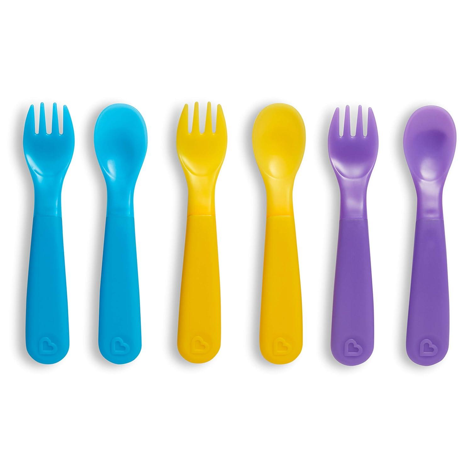 imageMunchkin 3pk Stay Put Suction Bowls and 6pk Color Changing Forks and Spoons