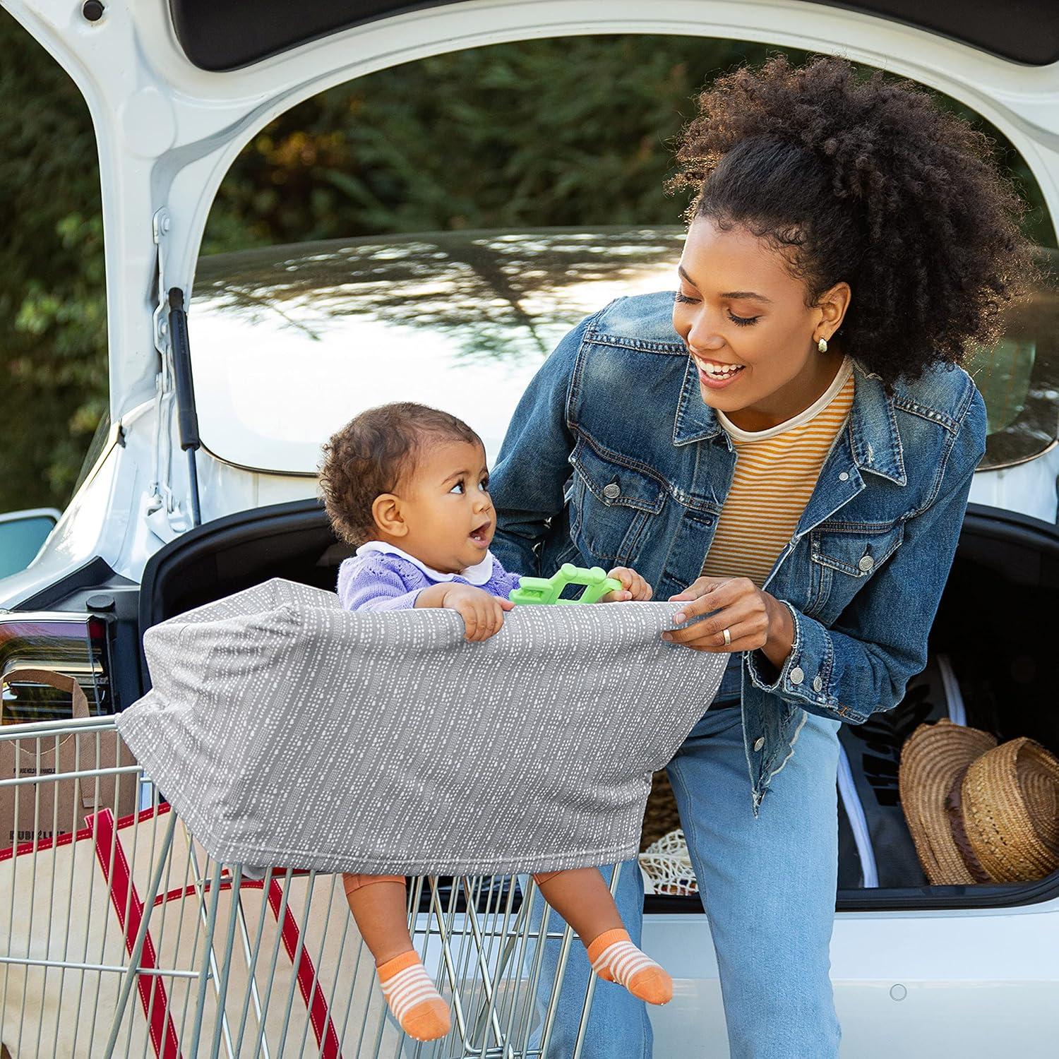 imageMunchkin 5in1 Baby Car Seat Cover  Versatile Nursing Cover Up for Breastfeeding High Chair and Carrier Protection with XtraGuard SilverIon Technology Grey