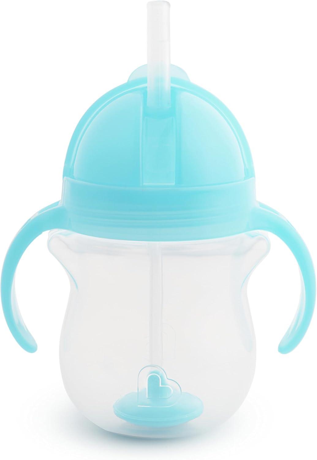 imageMunchkin Any Angle Sippy Cups for Toddlers Spill Proof Weighted Straw Cup with Transition Handles for Babies 6 Months and Up 7 Ounce 2 Pack BlueBlue