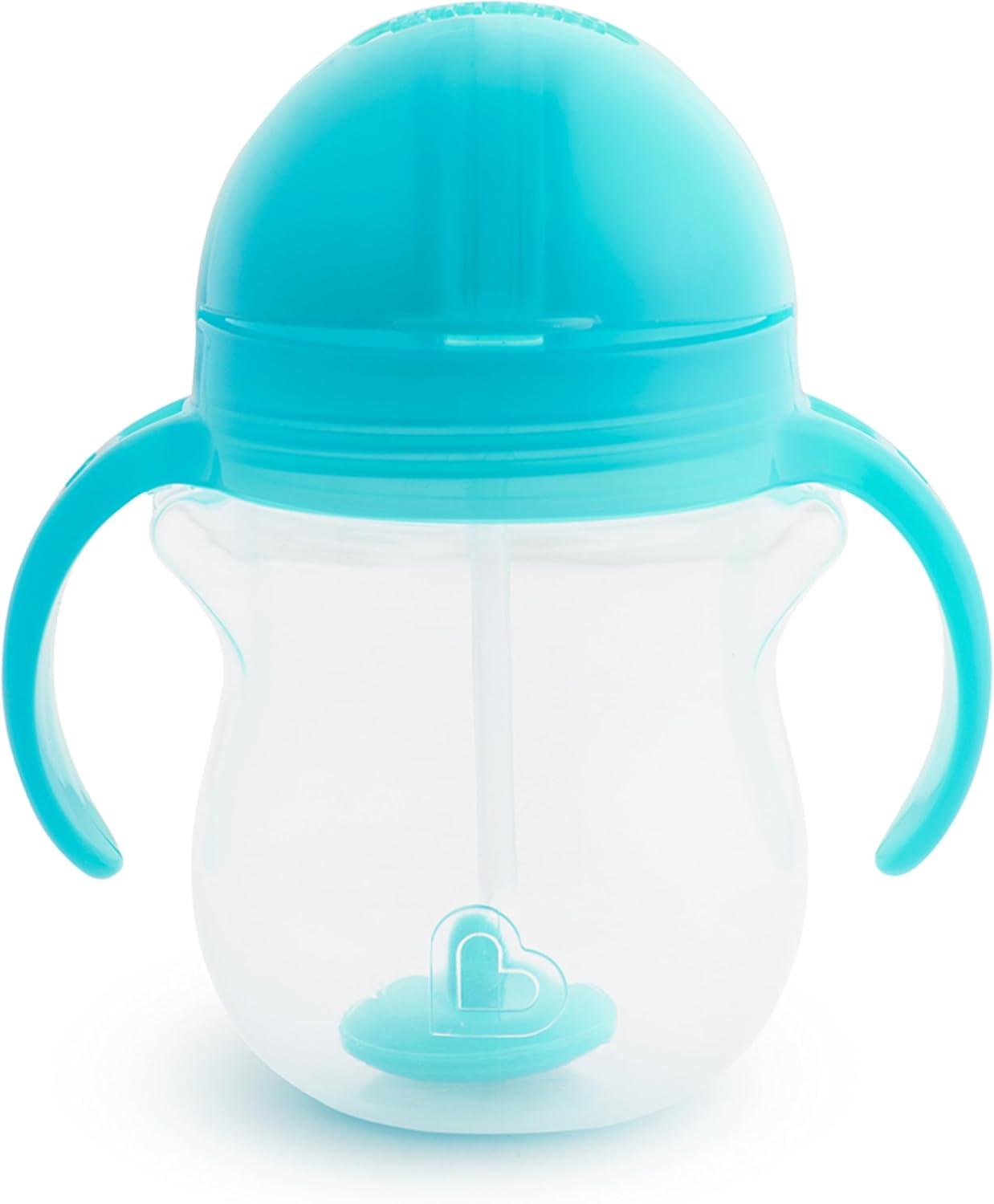 imageMunchkin Any Angle Sippy Cups for Toddlers Spill Proof Weighted Straw Cup with Transition Handles for Babies 6 Months and Up 7 Ounce 2 Pack BlueBlue