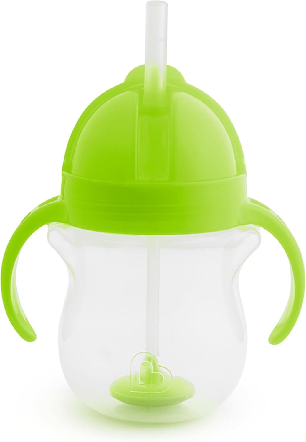 imageMunchkin Any Angle Sippy Cups for Toddlers Spill Proof Weighted Straw Cup with Transition Handles for Babies 6 Months and Up 7 Ounce 2 Pack BlueGreen