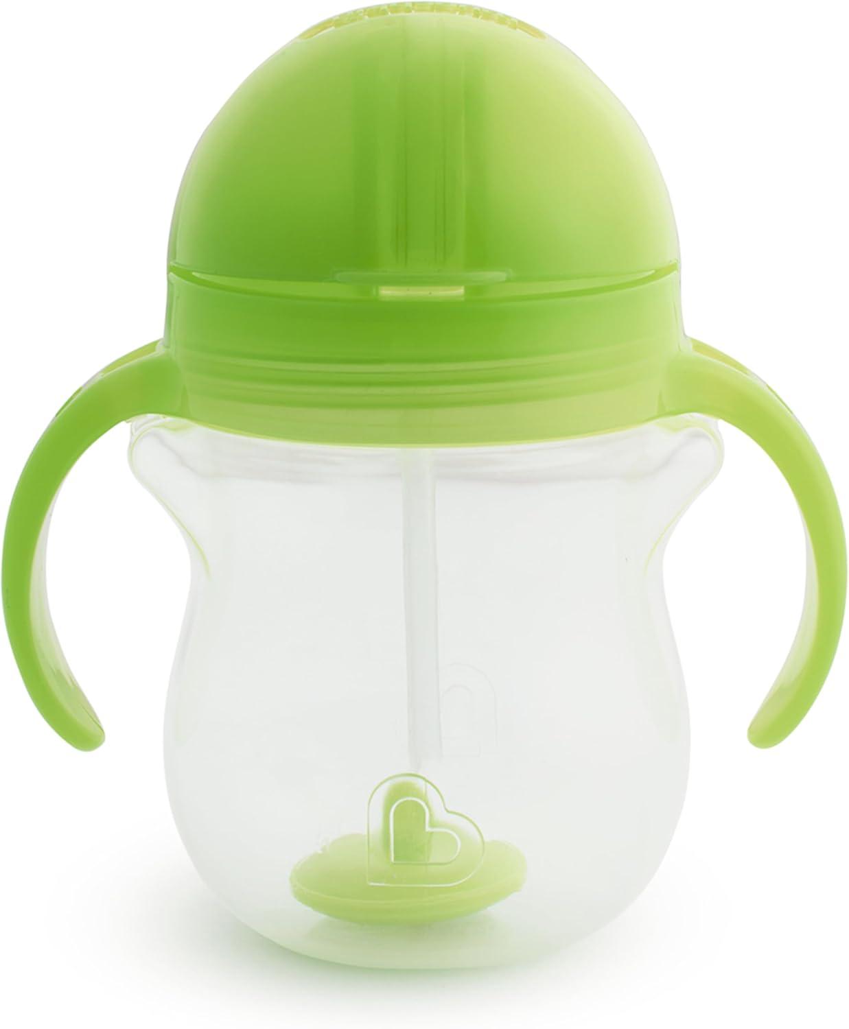imageMunchkin Any Angle Sippy Cups for Toddlers Spill Proof Weighted Straw Cup with Transition Handles for Babies 6 Months and Up 7 Ounce 2 Pack BlueGreen