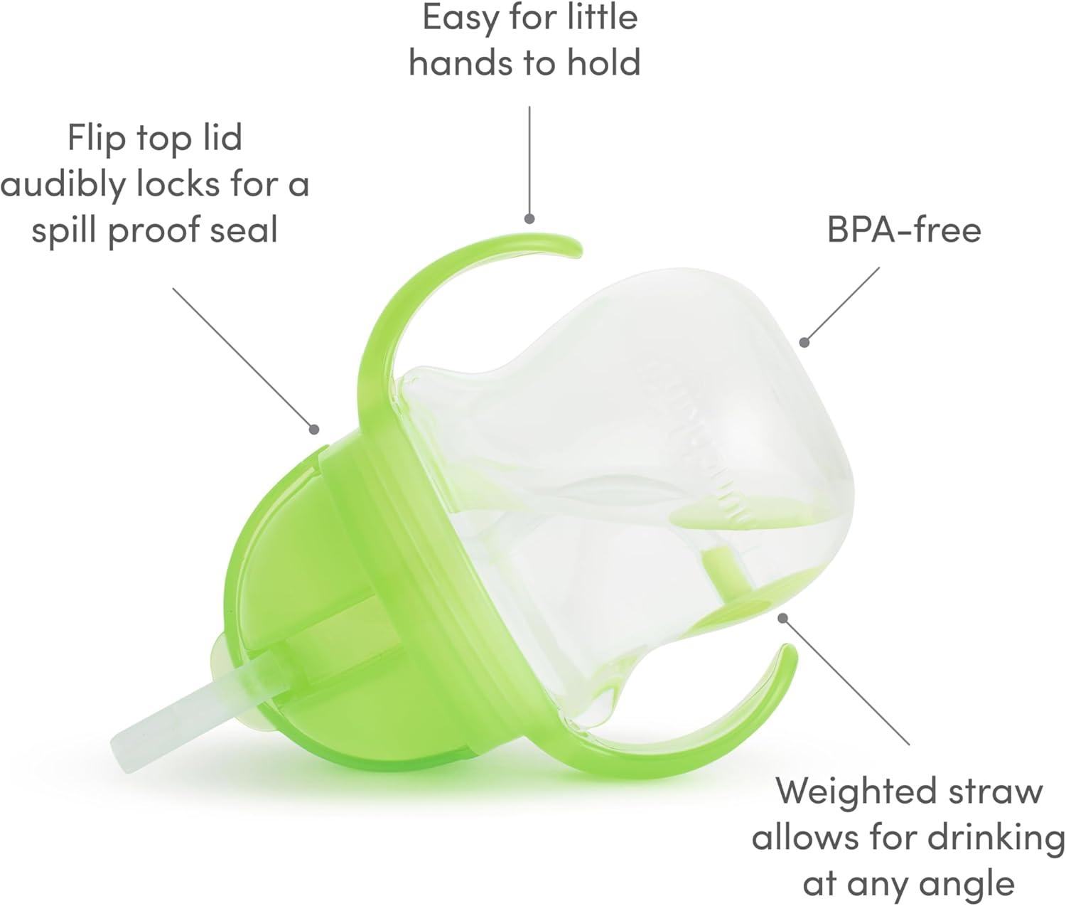imageMunchkin Any Angle Sippy Cups for Toddlers Spill Proof Weighted Straw Cup with Transition Handles for Babies 6 Months and Up 7 Ounce 2 Pack BlueGreen