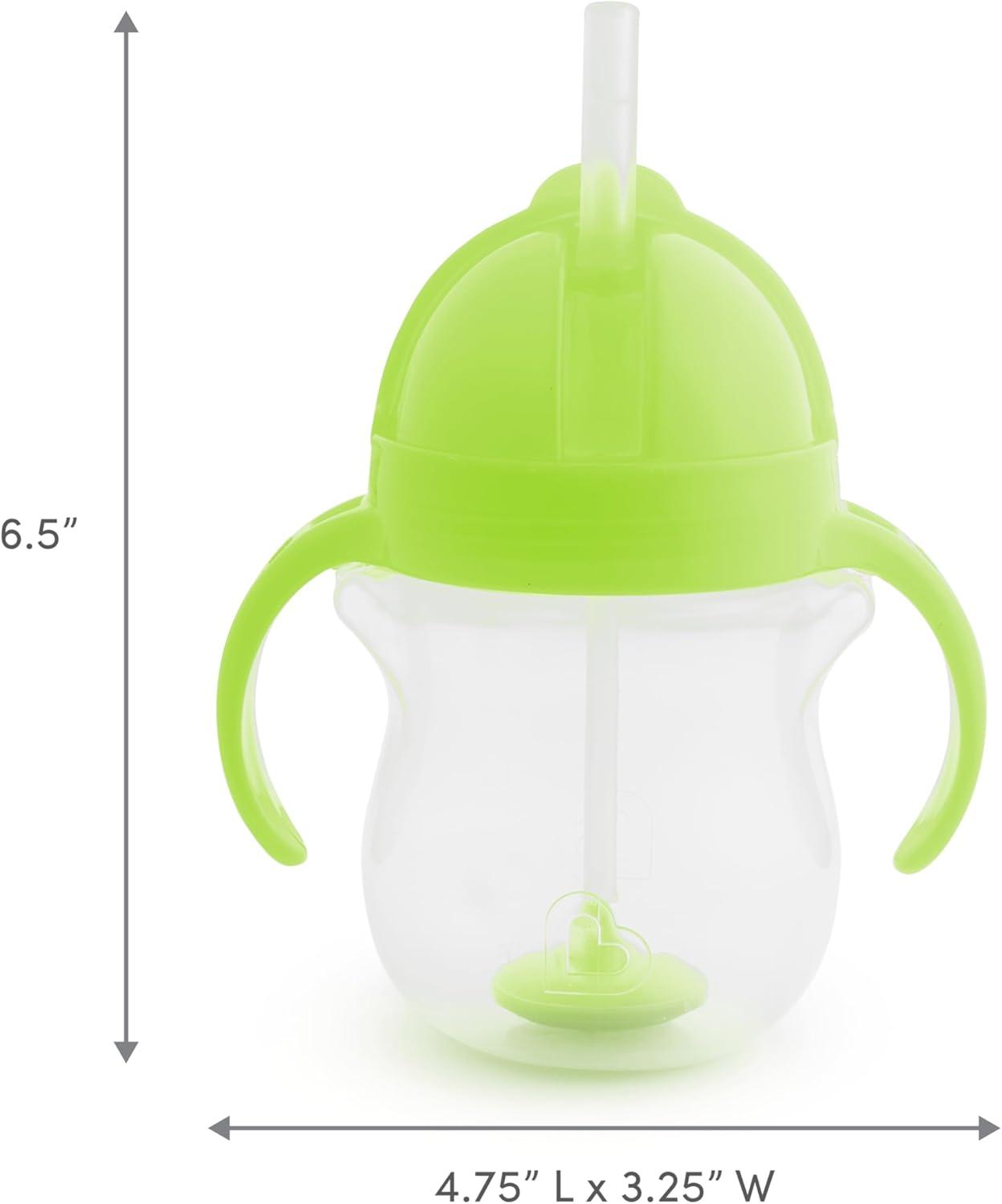 imageMunchkin Any Angle Sippy Cups for Toddlers Spill Proof Weighted Straw Cup with Transition Handles for Babies 6 Months and Up 7 Ounce 2 Pack BlueGreen