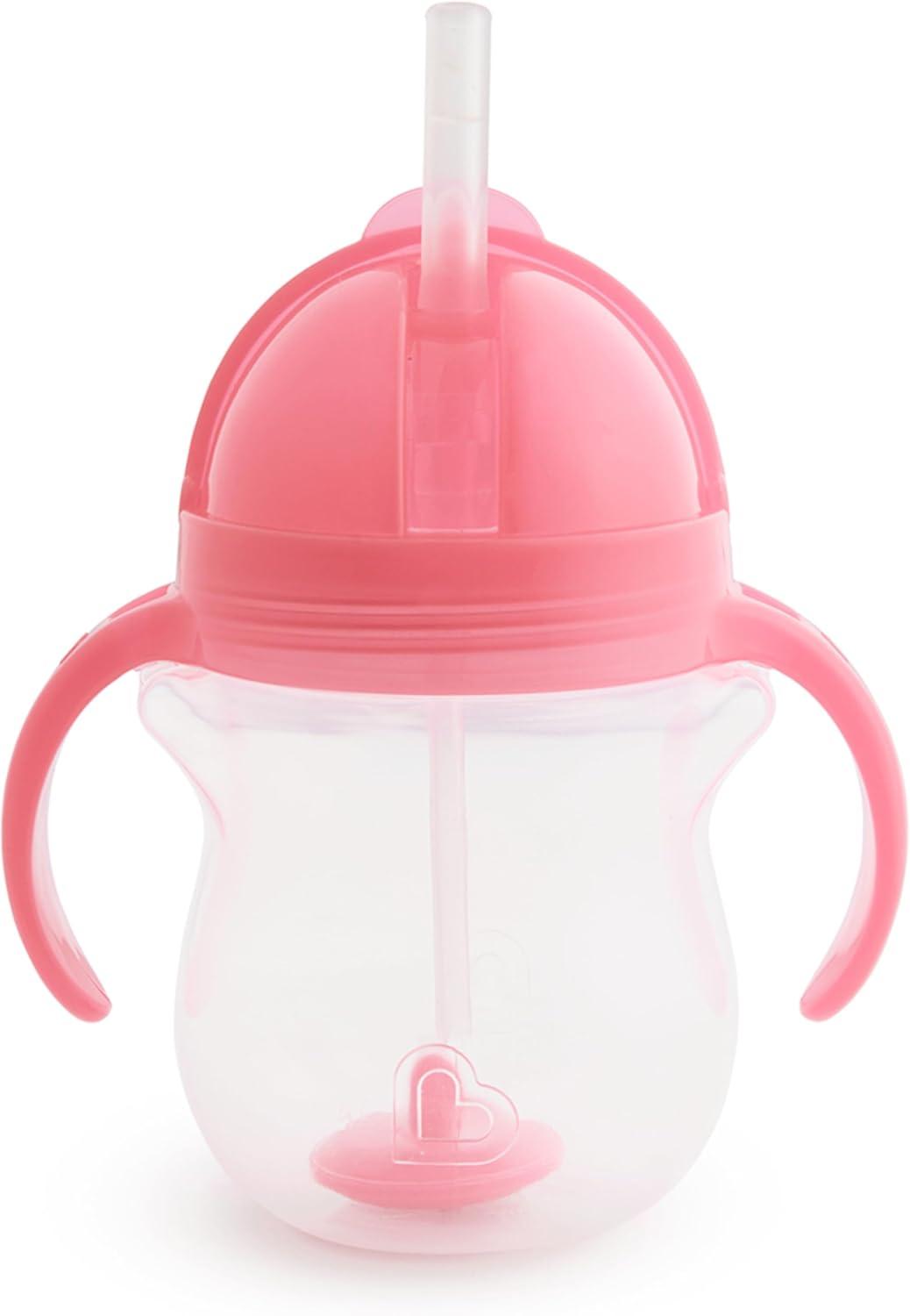 imageMunchkin Any Angle Sippy Cups for Toddlers Spill Proof Weighted Straw Cup with Transition Handles for Babies 6 Months and Up 7 Ounce 2 Pack BluePink