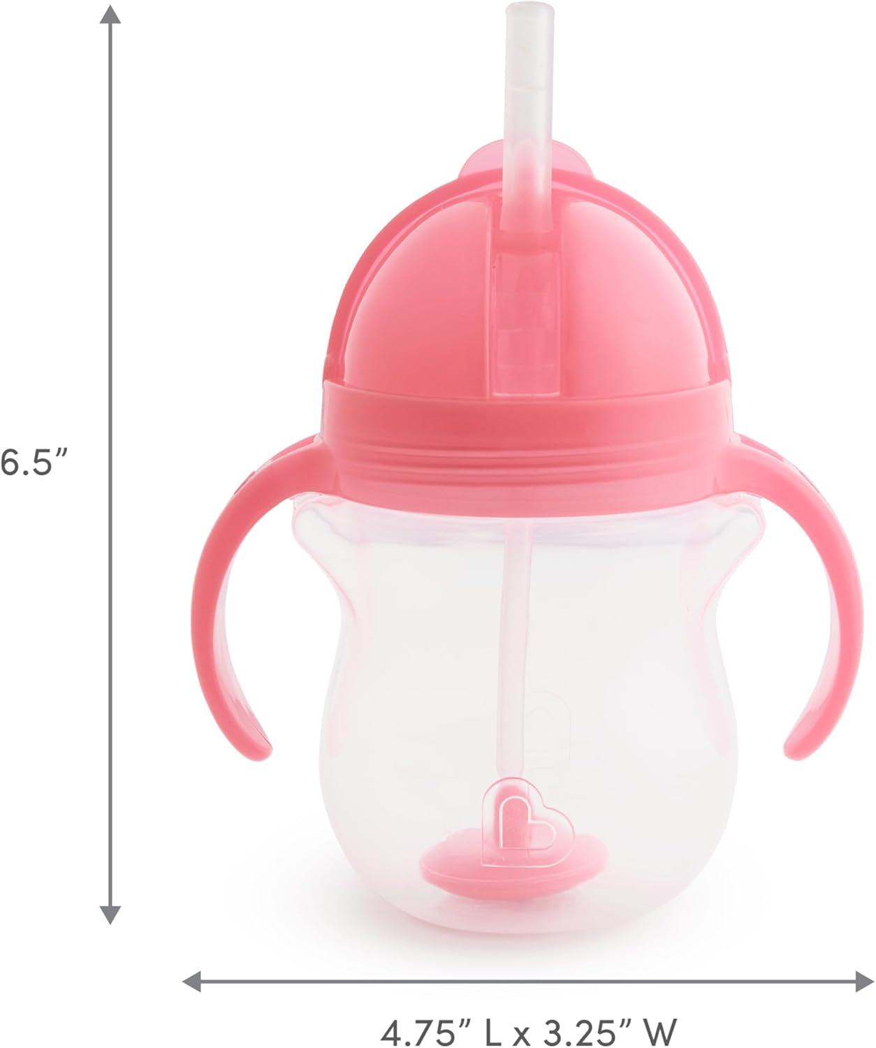 imageMunchkin Any Angle Sippy Cups for Toddlers Spill Proof Weighted Straw Cup with Transition Handles for Babies 6 Months and Up 7 Ounce 2 Pack BluePink