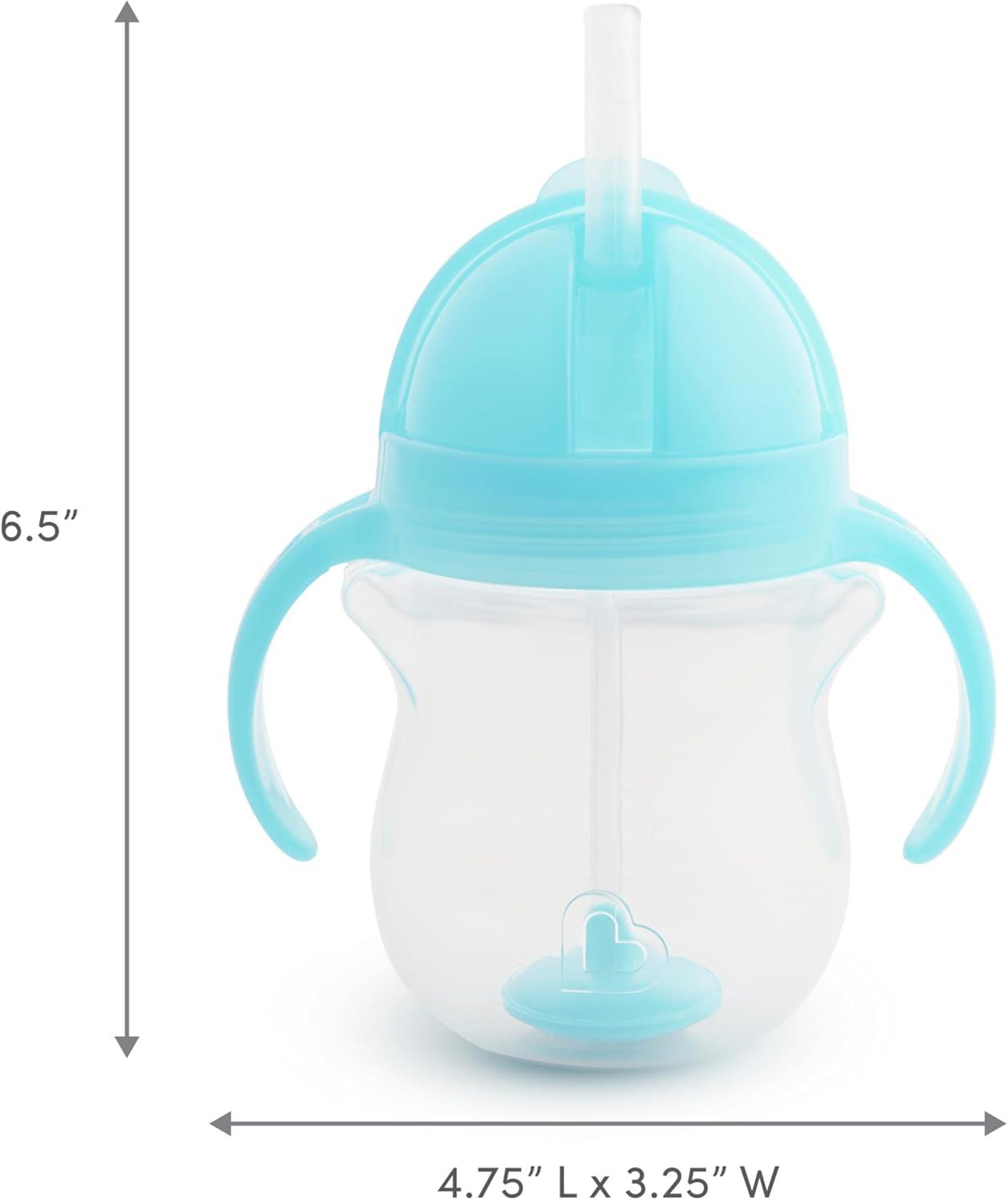 imageMunchkin Any Angle Sippy Cups for Toddlers Spill Proof Weighted Straw Cup with Transition Handles for Babies 6 Months and Up 7 Ounce 2 Pack PinkPurpleBlue