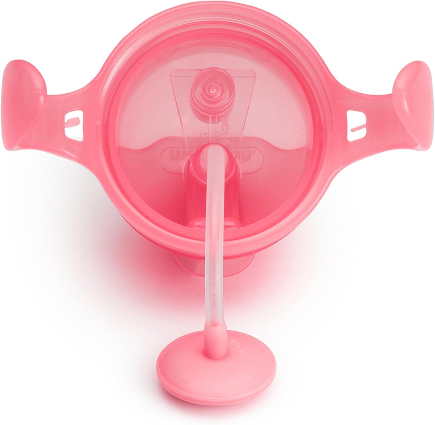 imageMunchkin Any Angle Sippy Cups for Toddlers Spill Proof Weighted Straw Cup with Transition Handles for Babies 6 Months and Up 7 Ounce 2 Pack PinkPurplePink
