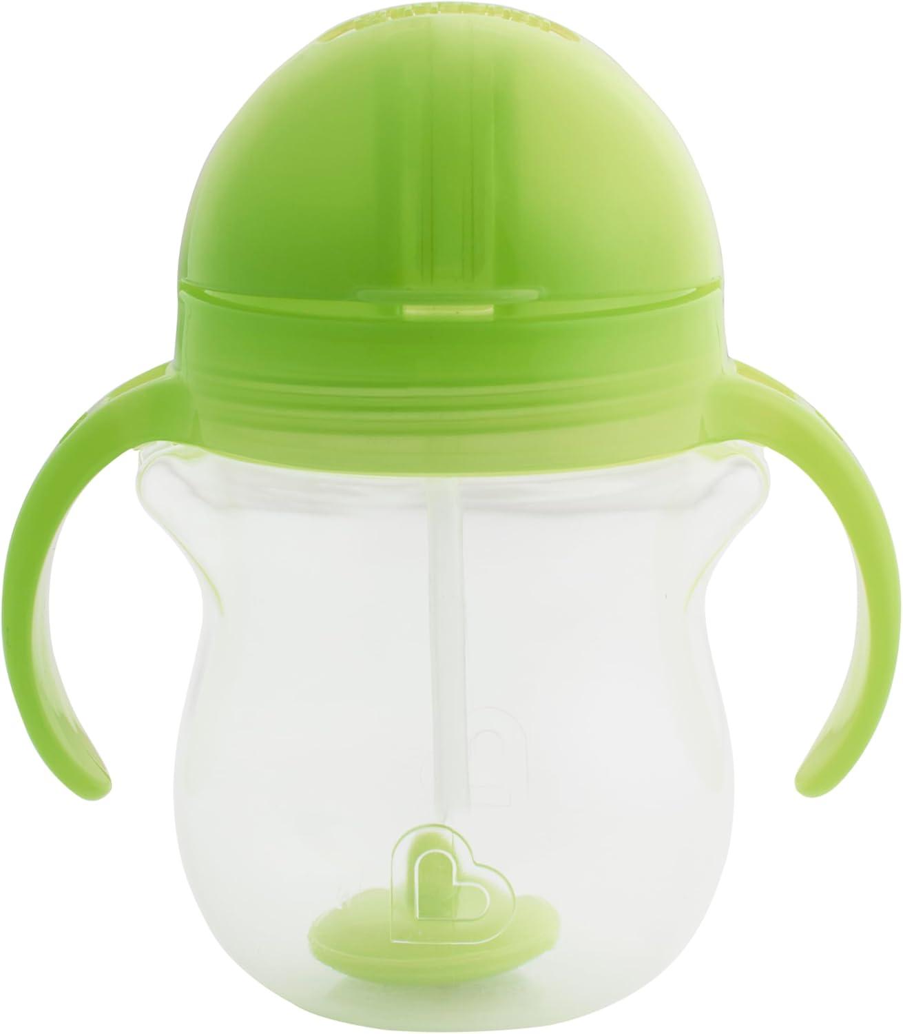 imageMunchkin Any Angle Sippy Cups for Toddlers Spill Proof Weighted Straw Cup with Transition Handles for Babies 6 Months and Up 7 Ounce 2 Pack PinkPurpleBlueGreen