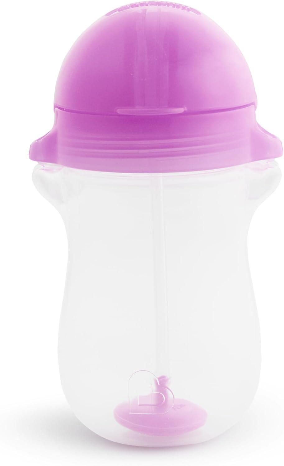 imageMunchkin Any Angle Weighted Toddler Straw Cups with Click Lock Lid 10 Ounce 2 Pack PinkPurpleBlueGreenPinkPurple