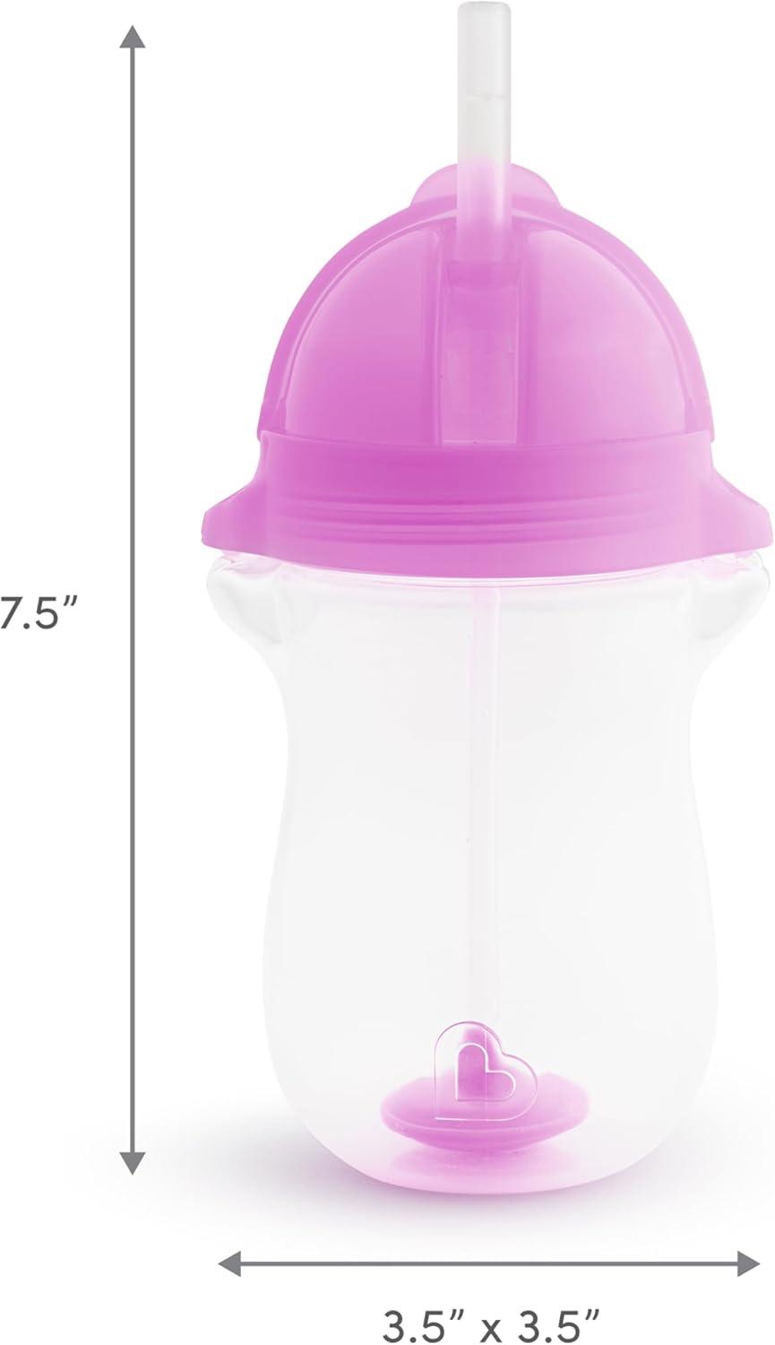 imageMunchkin Any Angle Weighted Toddler Straw Cups with Click Lock Lid 10 Ounce 2 Pack PinkPurplePinkPurple
