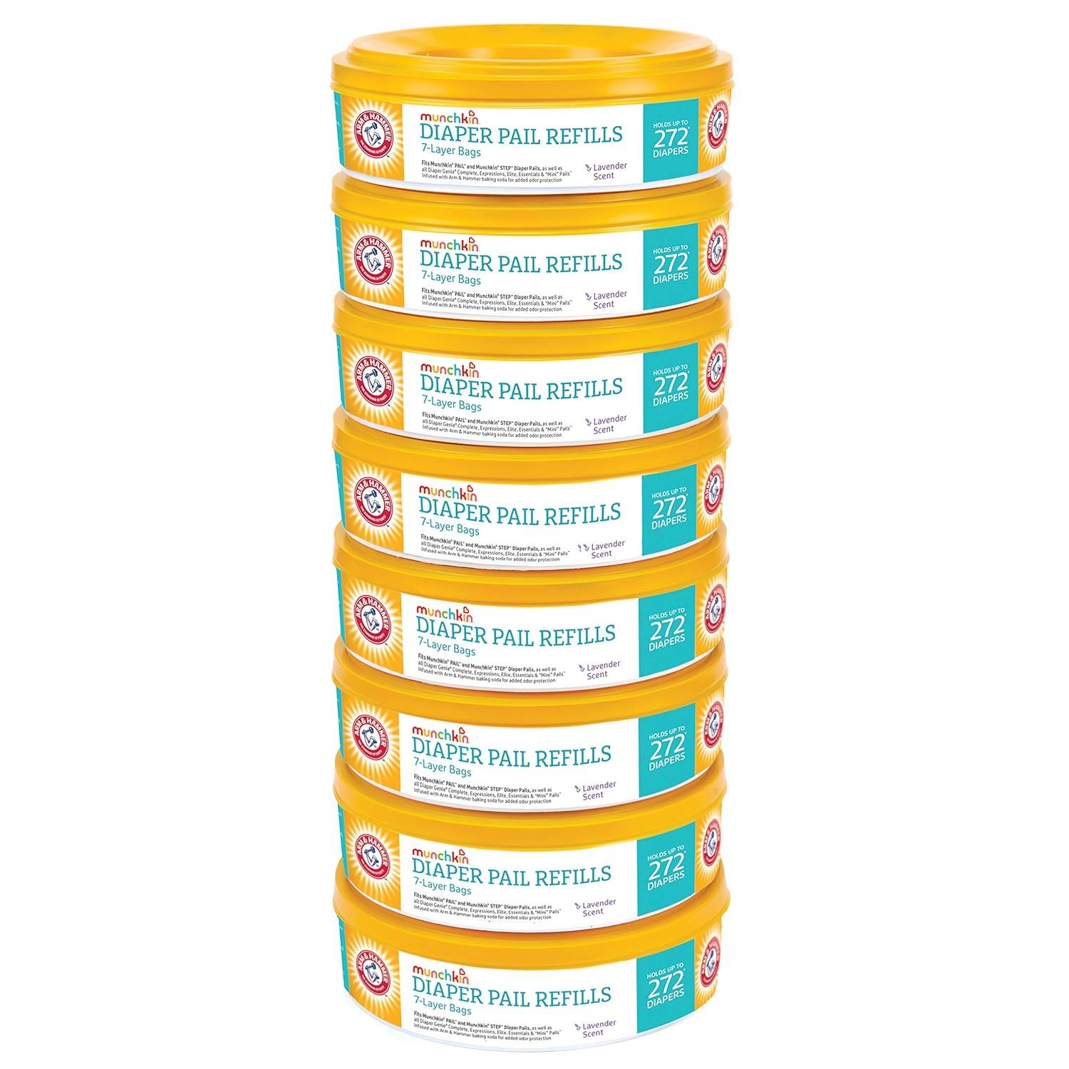 imageMunchkin Arm ampamp Hammer Diaper Pail Refill Rings Holds up to 2176 Newborn Diapers 8 Pack1 Count Pack of 8
