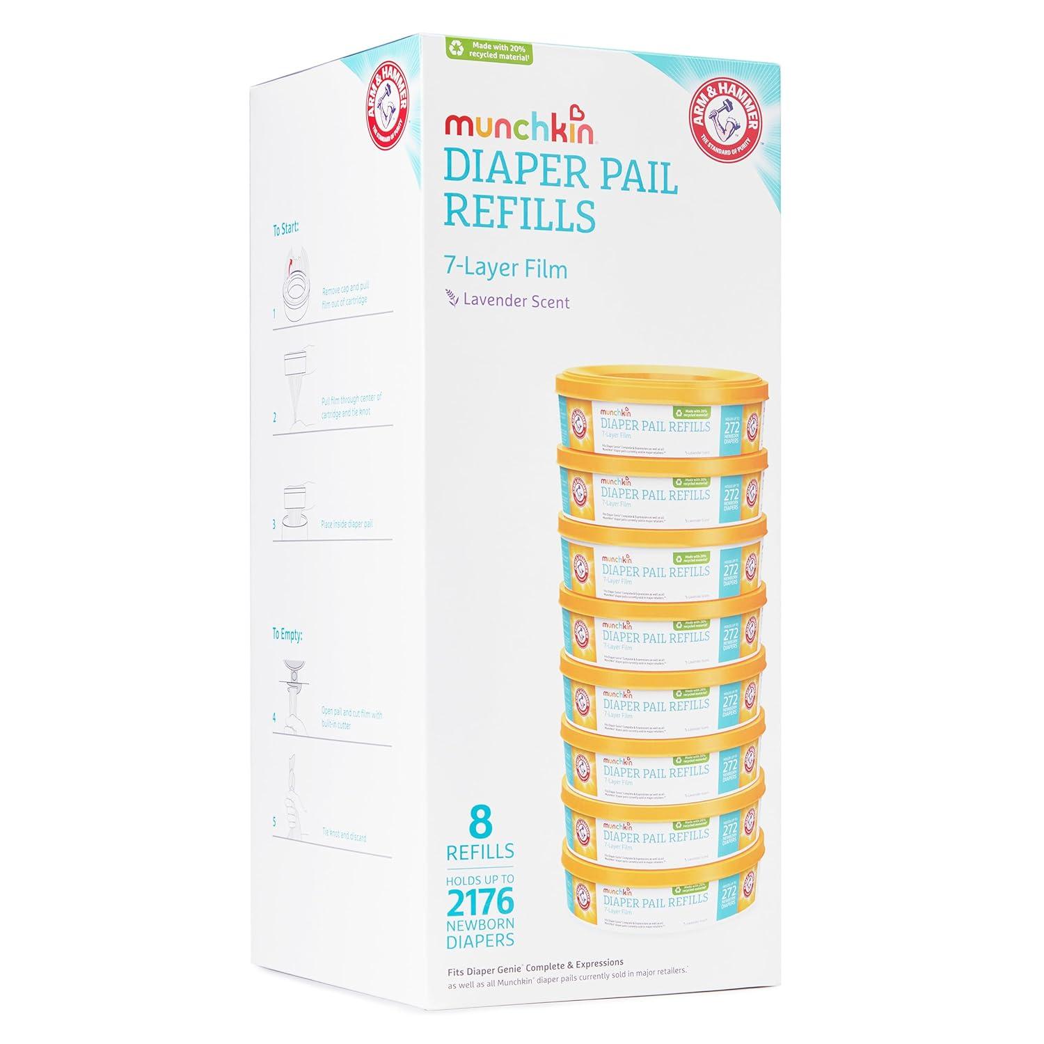 imageMunchkin Arm ampamp Hammer Diaper Pail Refill Rings Holds up to 2176 Newborn Diapers 8 Pack1 Count Pack of 8