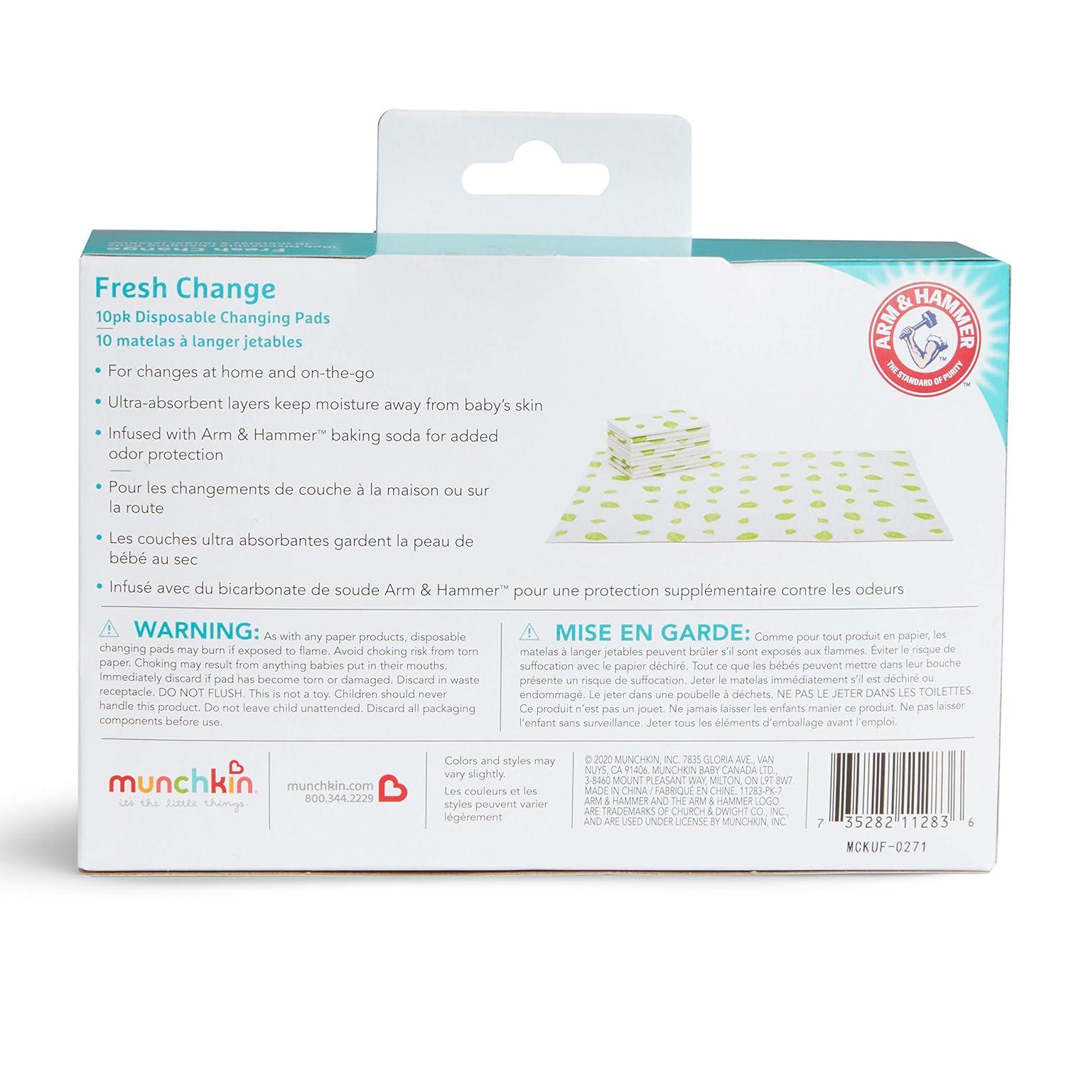 imageMunchkin Arm ampamp Hammer Disposable Changing Pad 10 Count  WhiteGreen10 Count Pack of 1