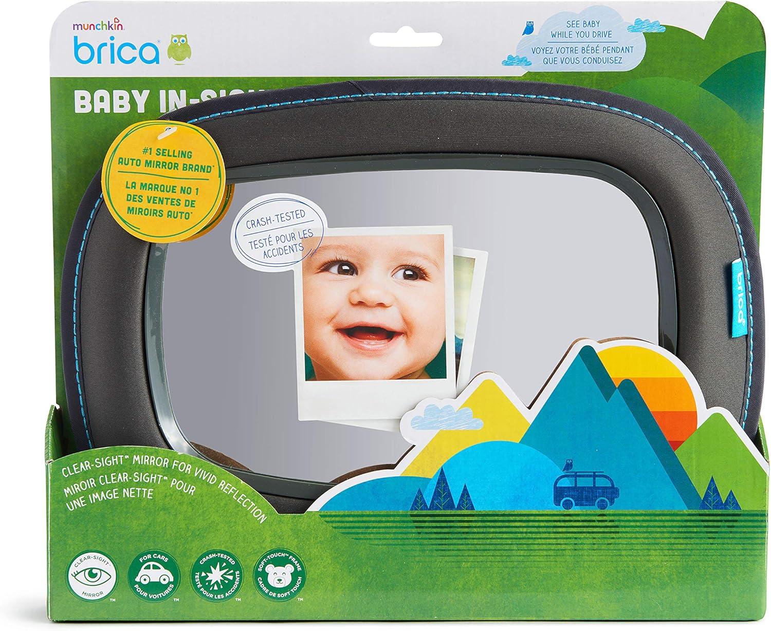 imageMunchkin Baby Car Mirror for Rear Facing Car Seats Clear View Baby inSight Auto Mirror Dark Grey1275x10 Inch Pack of 1