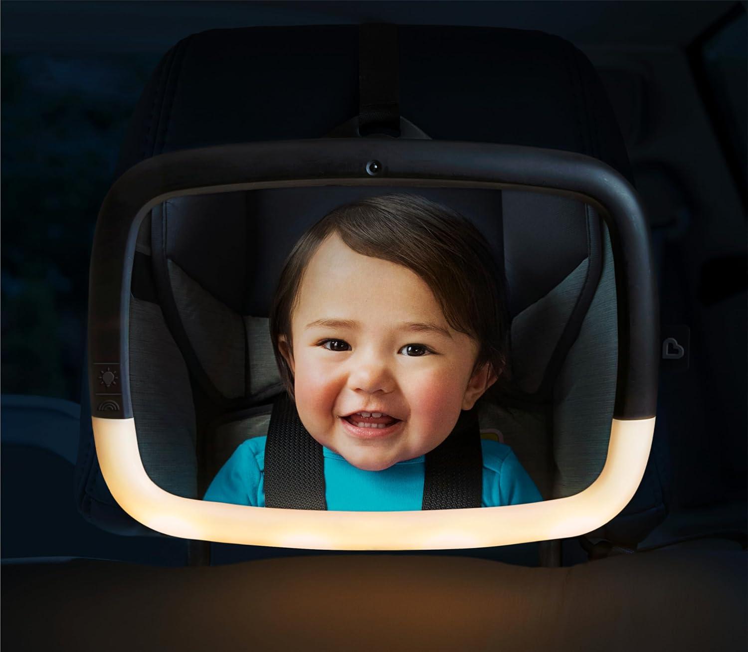 imageMunchkin Baby Car Mirror for Rear Facing Car Seats Night Light LED Pivot 360 Baby inSight Adjustable Auto Mirror BlackCar Mirror