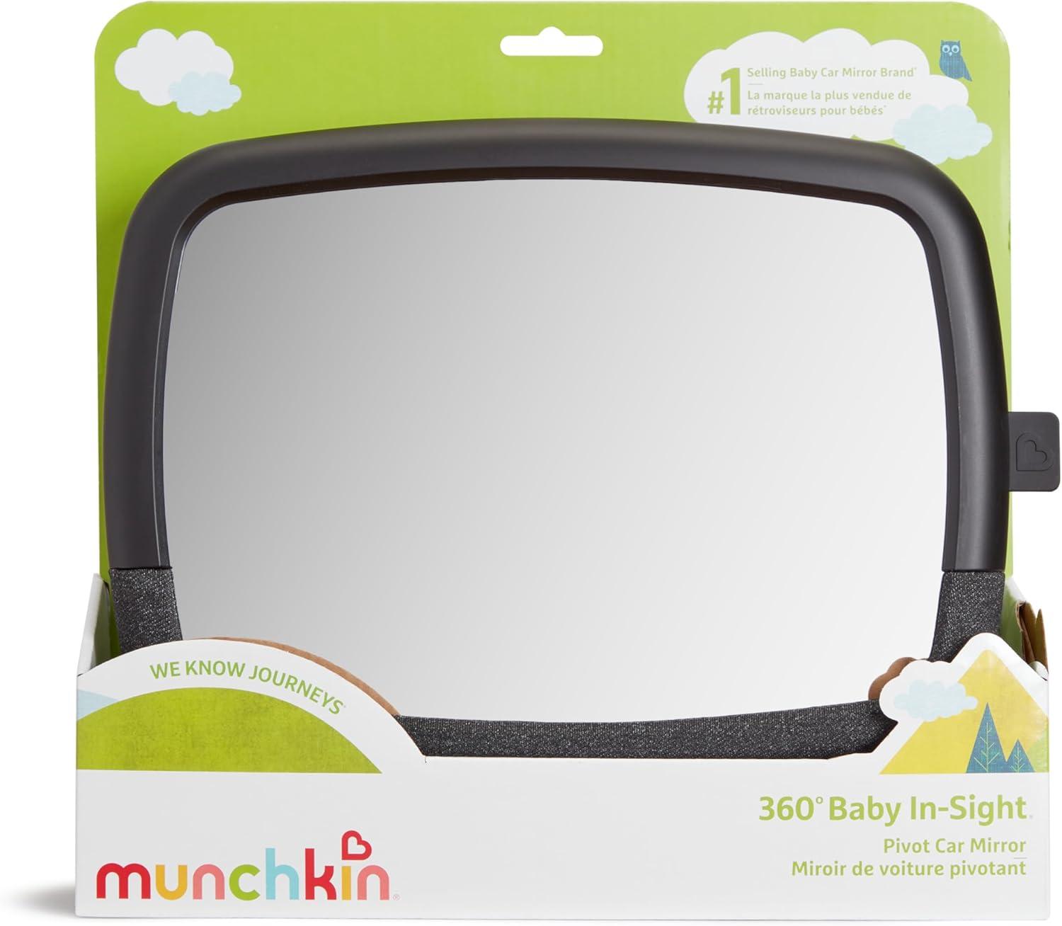 imageMunchkin Baby Car Mirror for Rear Facing Car Seats Pivot 360 Baby inSight Adjustable Auto Mirror Black1125x8 Inch Pack of 1