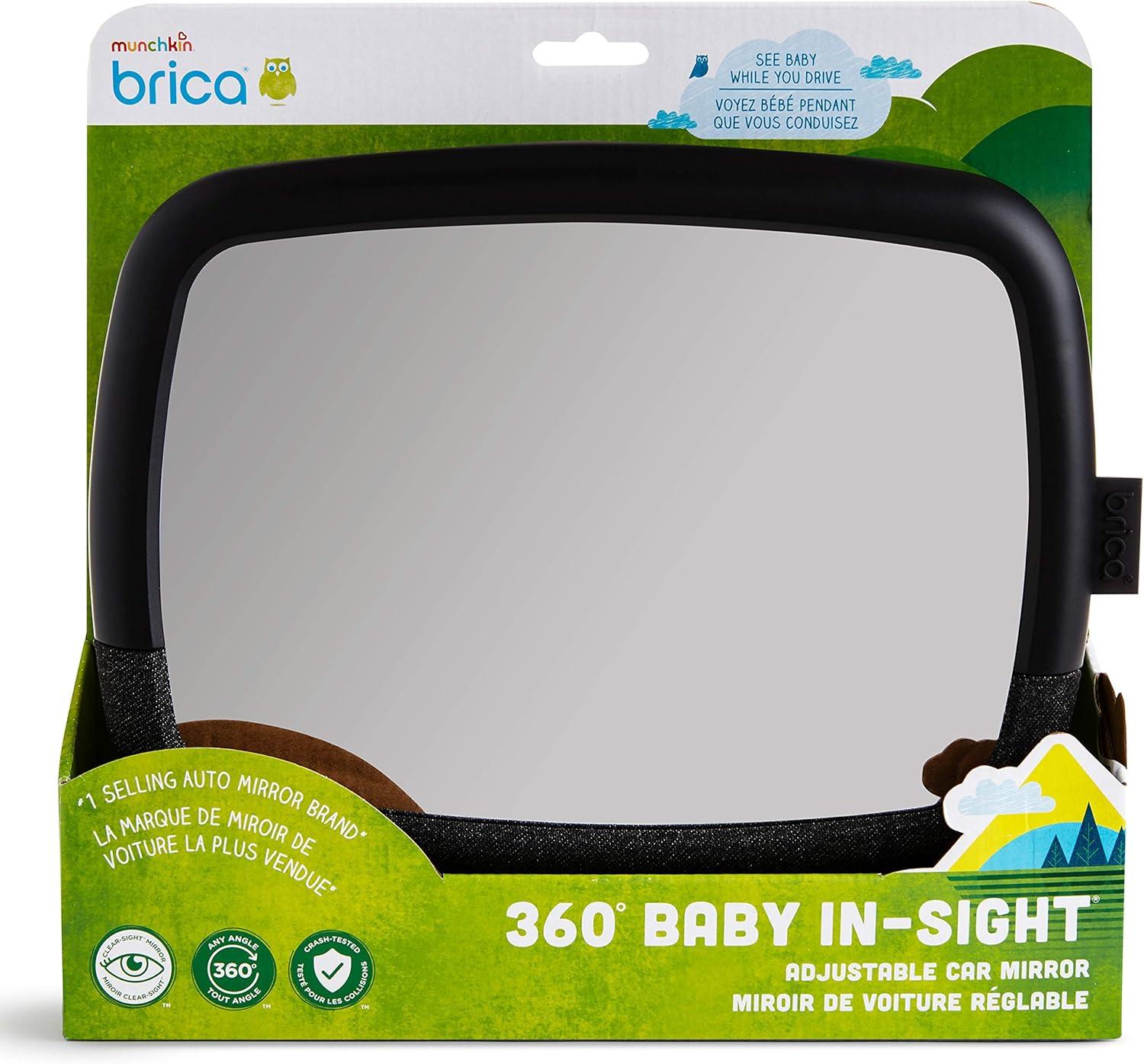 imageMunchkin Baby Car Mirror for Rear Facing Car Seats Pivot 360 Baby inSight Adjustable Auto Mirror Black1125x8 Inch Pack of 2