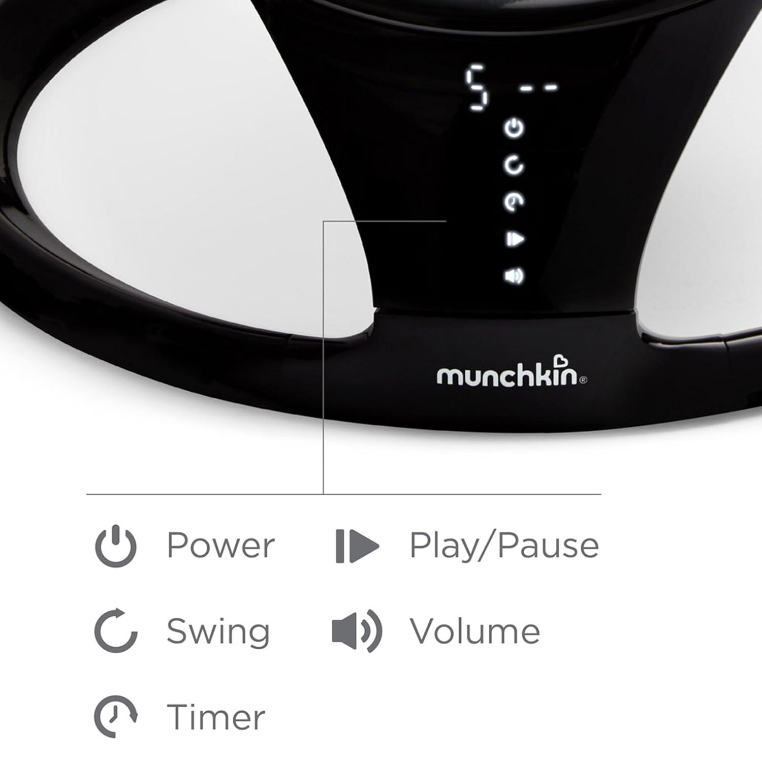 imageMunchkin Baby Swing Portable and Lightweight Bluetooth Enabled Electric Infant Rocker with Natural Sway in 5 Ranges of Motion Newborn Nursery Essentials BlackGreySwing