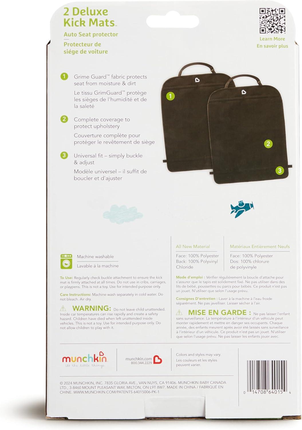 imageMunchkin Back Seat Cover for Kids Deluxe Kick Mats Car Seat Protector Black 2 Pack2 Count Pack of 1