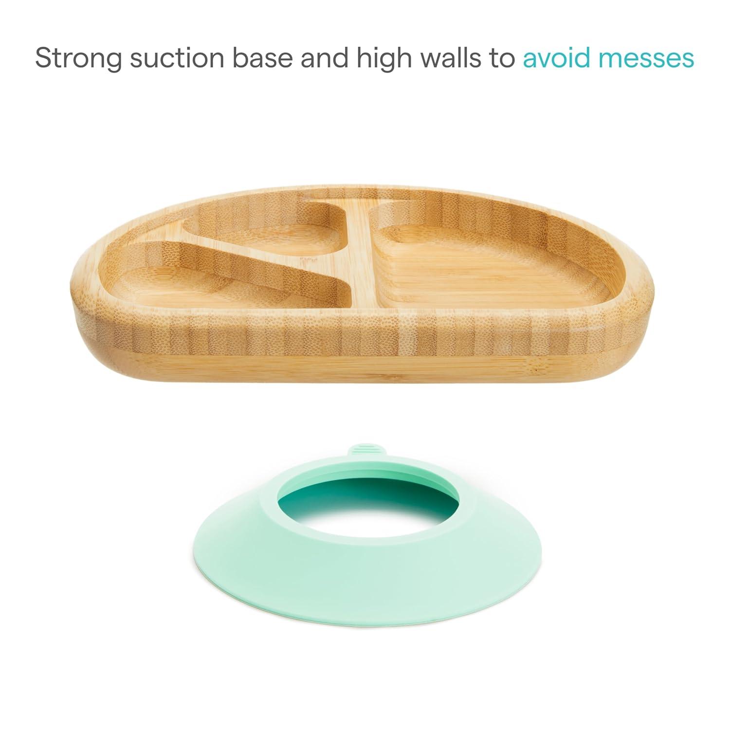 imageMunchkin Bambou Divided Suction Plate  EcoFriendly Bamboo Dinnerware for Babies and Toddlers