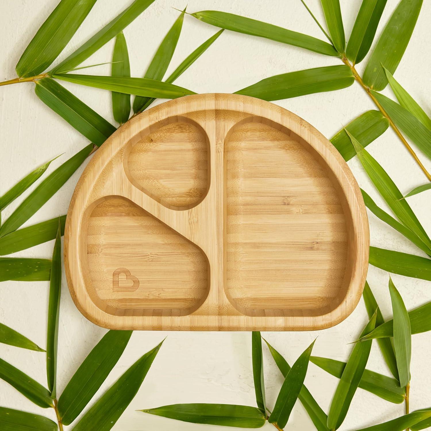 imageMunchkin Bambou Divided Suction Plate  EcoFriendly Bamboo Dinnerware for Babies and Toddlers