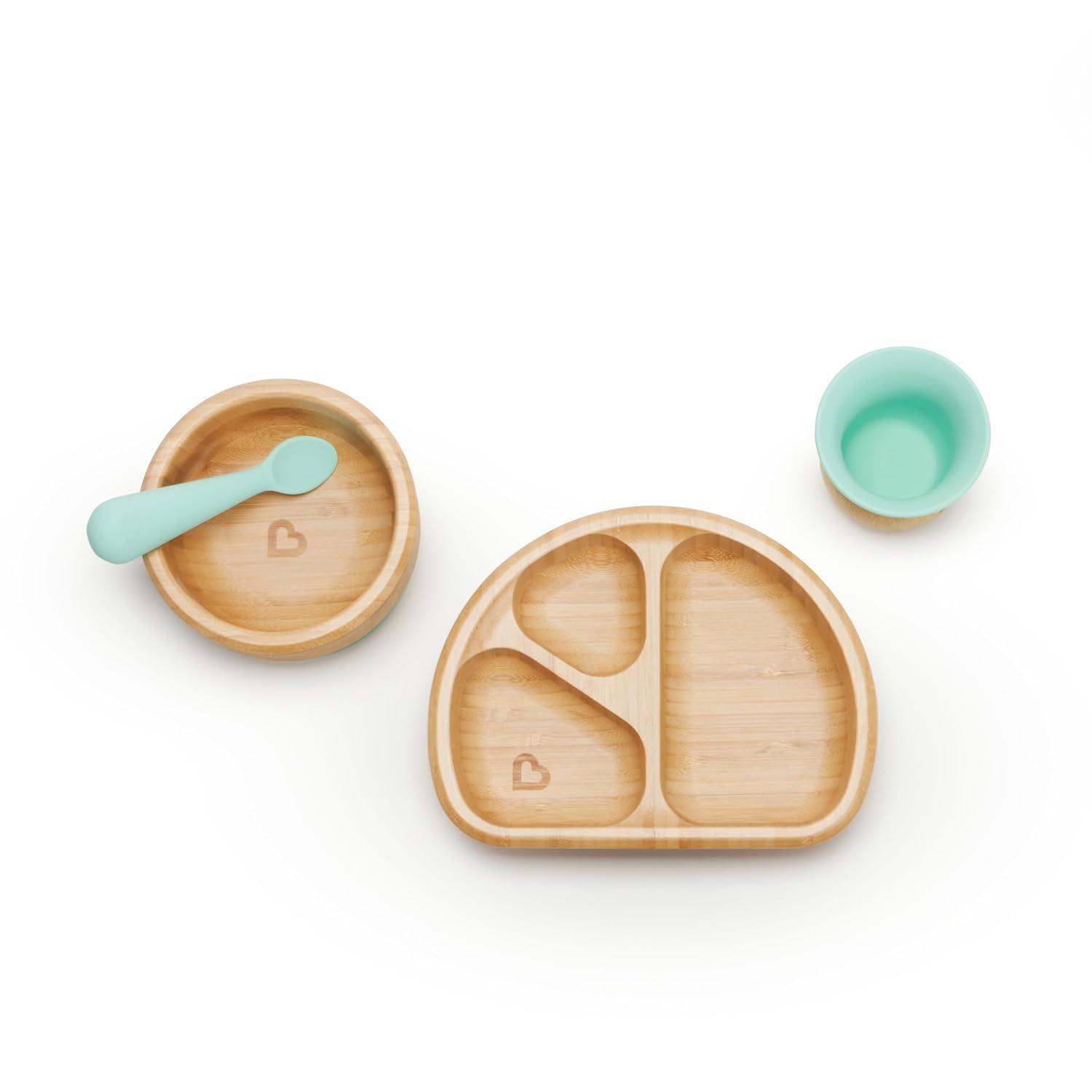imageMunchkin Bambou Suction Bowl and Silicone Spoon for Babies and Toddlers NonToxic BambooBowl and Spoon