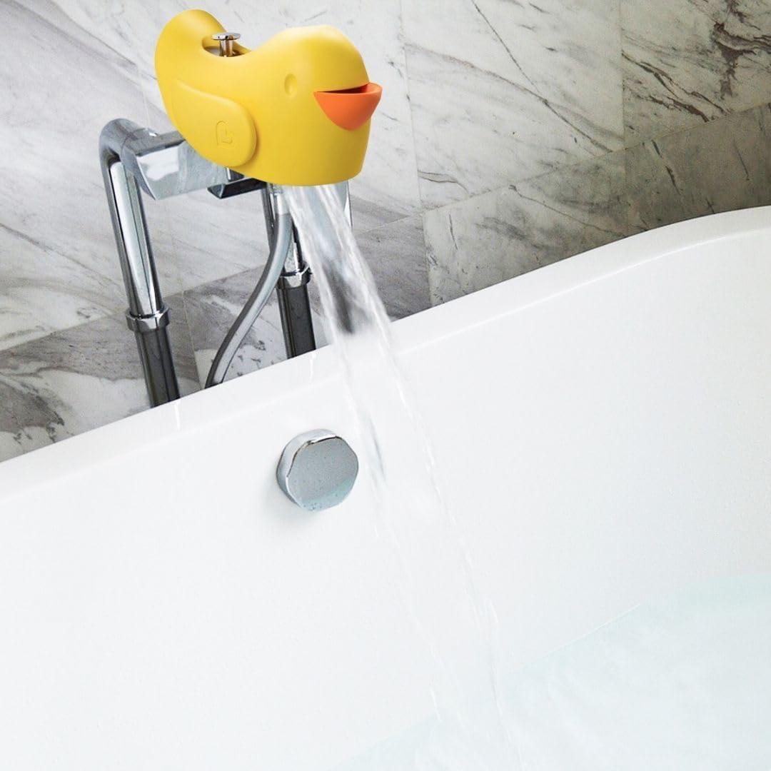 imageMunchkin Beak Bath Spout Cover Safety Guard with Builtin bubble bath dispenser Yellow1 Count Pack of 1