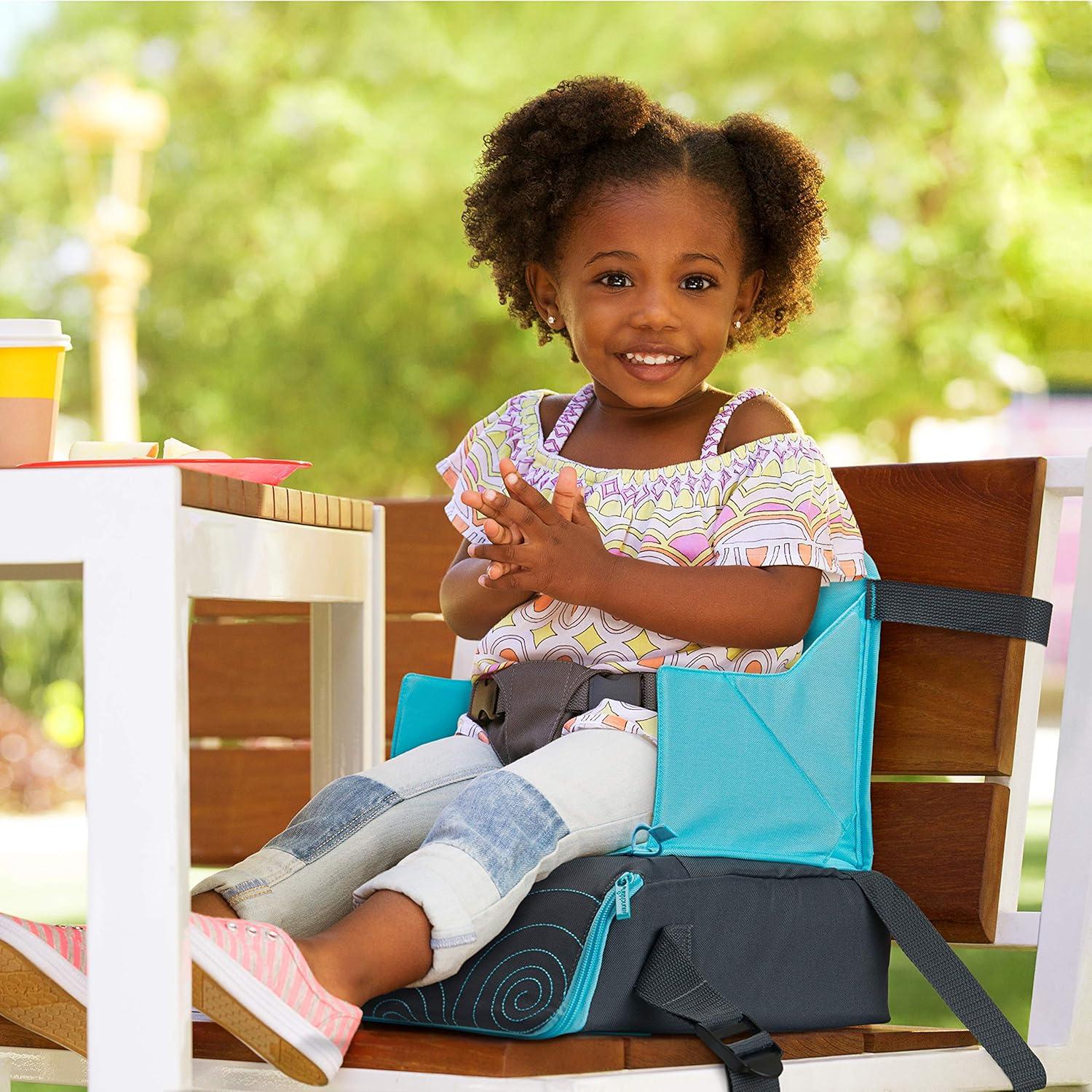 imageMunchkin Brica Go Boost Toddler Booster Seat for Dining Table Great for Travel BlueGreyBlue