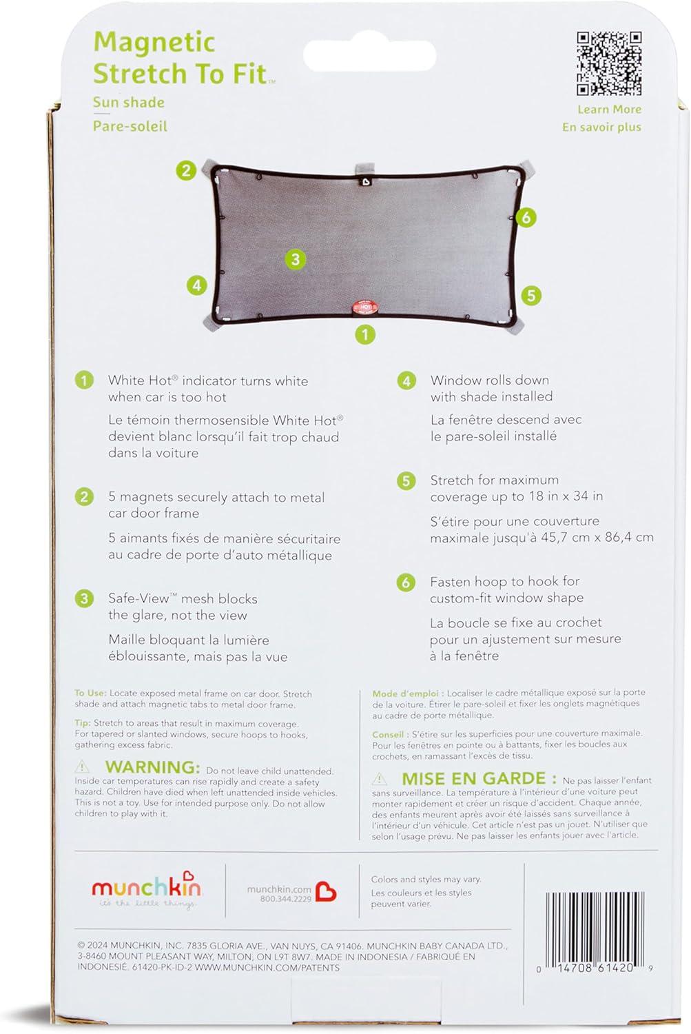 imageMunchkin Brica Magnetic Stretch to Fit Sun Shade Black 2 Pack1 Count Pack of 1