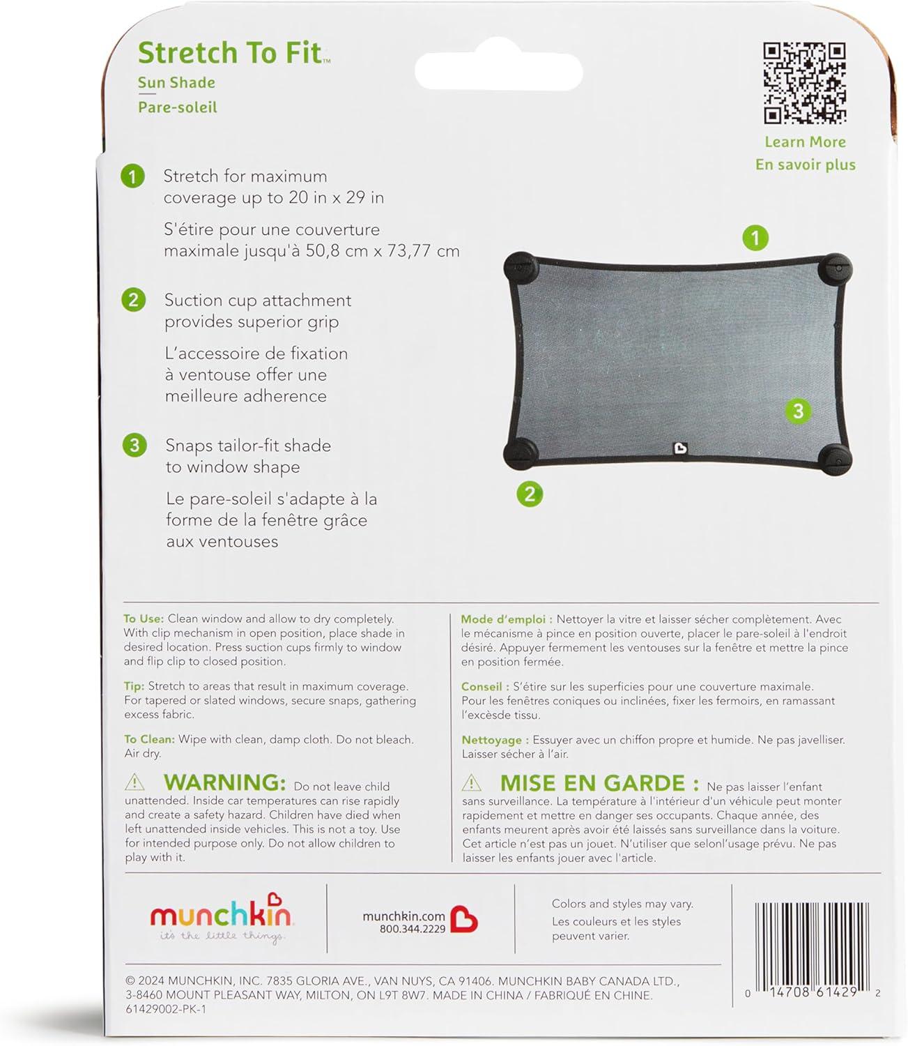 imageMunchkin Brica Magnetic Stretch to Fit Sun Shade Black 2 Pack18x34 Inch Pack of 2