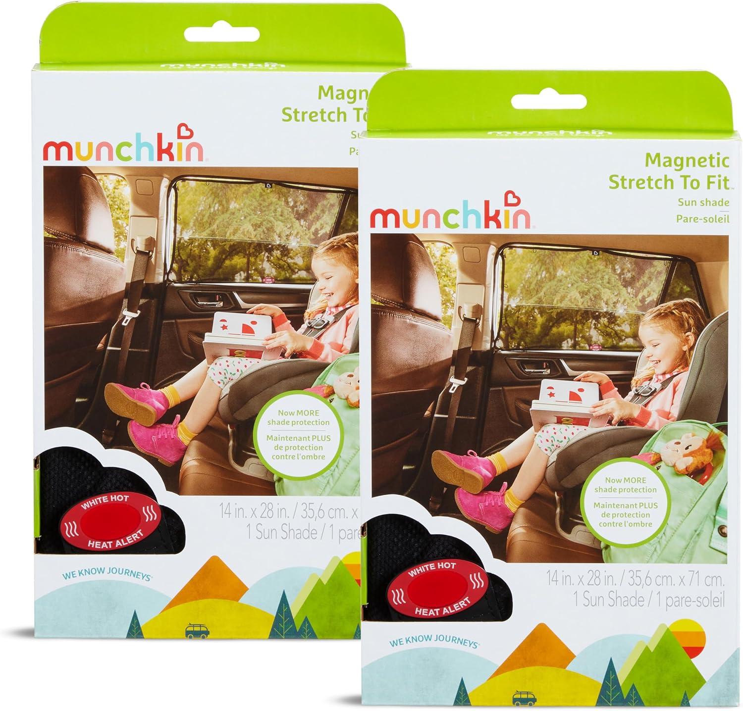 imageMunchkin Brica Magnetic Stretch to Fit Sun Shade Black 2 Pack18x34 Inch Pack of 2