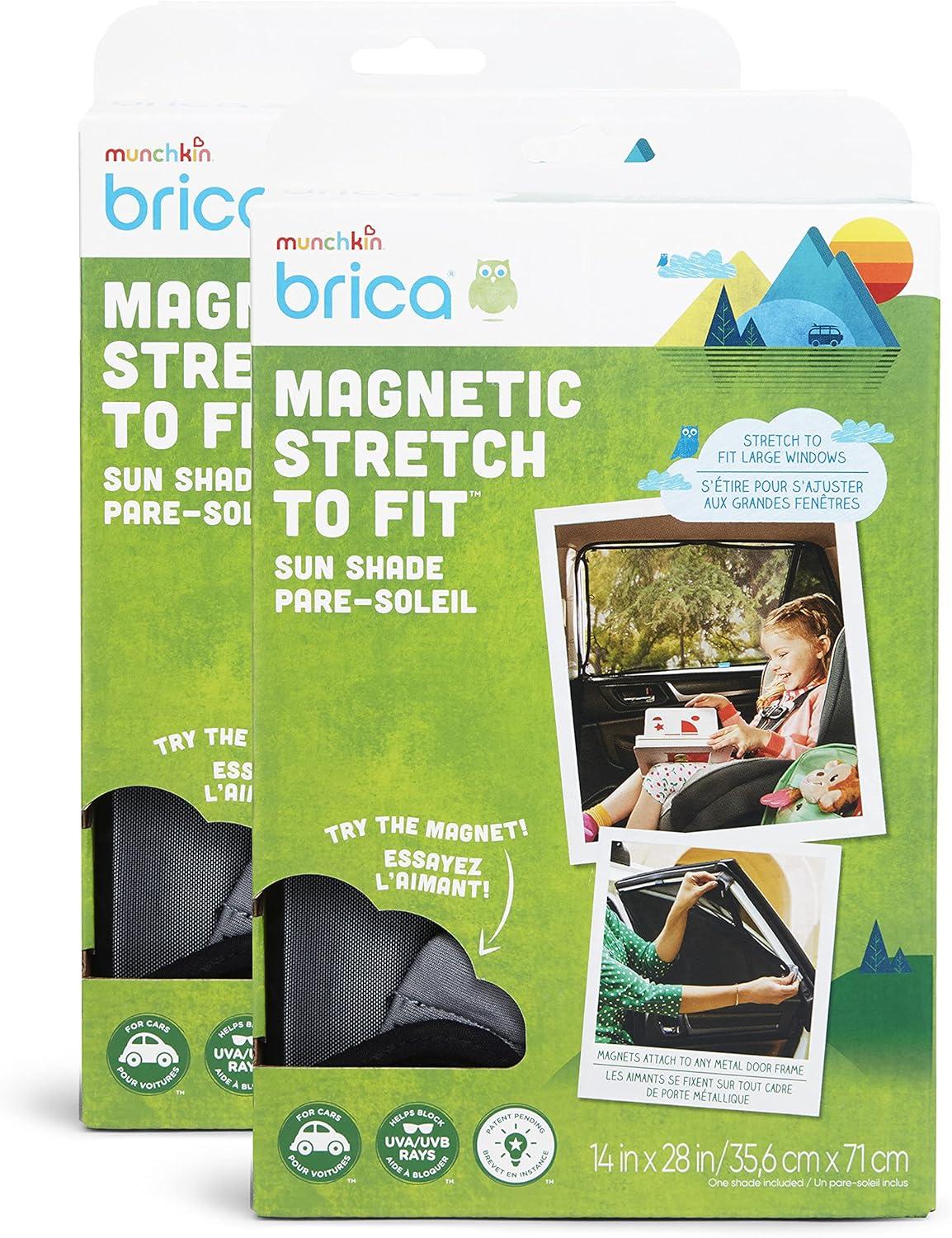 imageMunchkin Brica Magnetic Stretch to Fit Sun Shade Black 2 Pack18x34 Inch Pack of 2