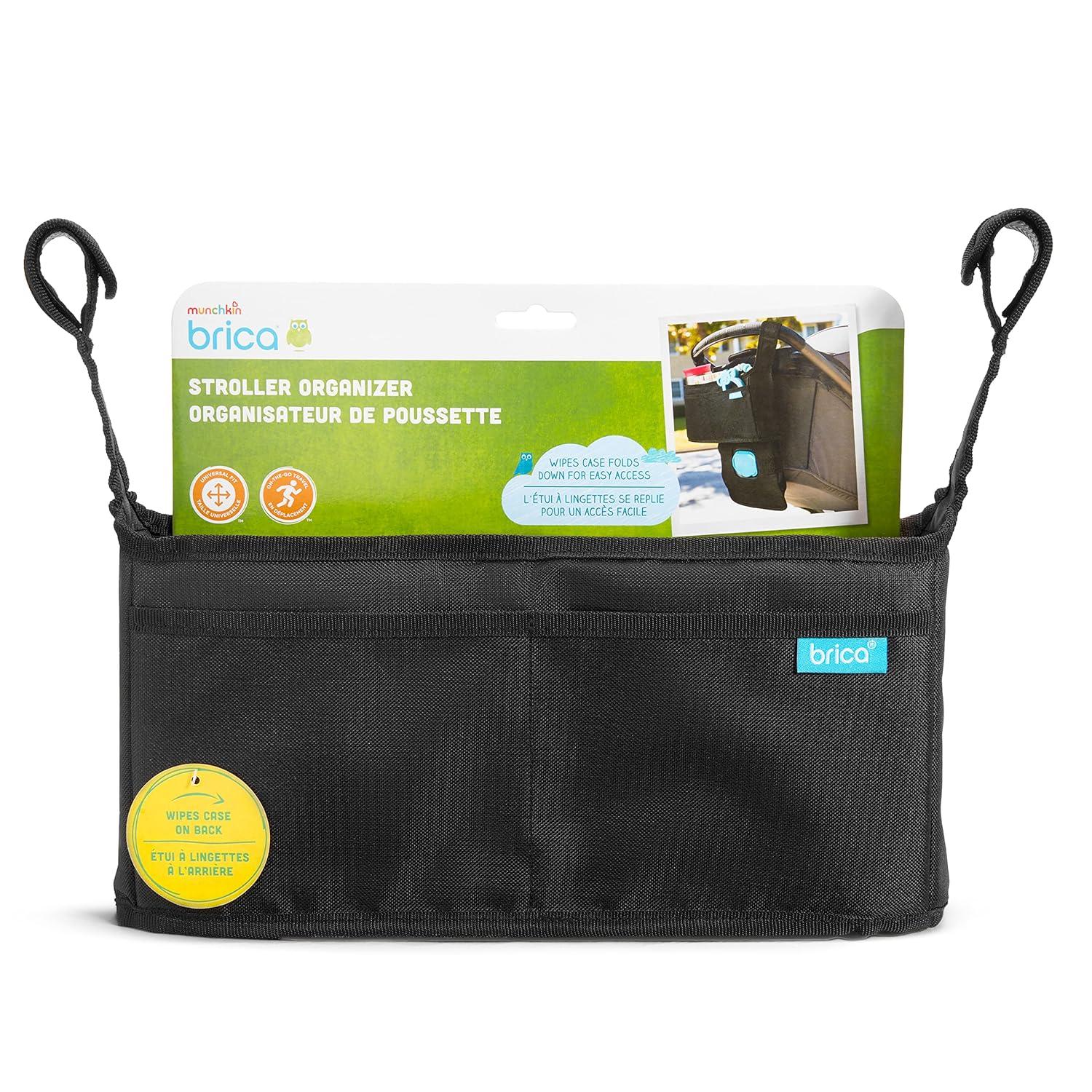 imageMunchkin Brica Stroller Organizer Bag  Universal Fit with Cup Holders and Wipes Case Fits UPPAbaby Evenflo BabyTrend and more Black