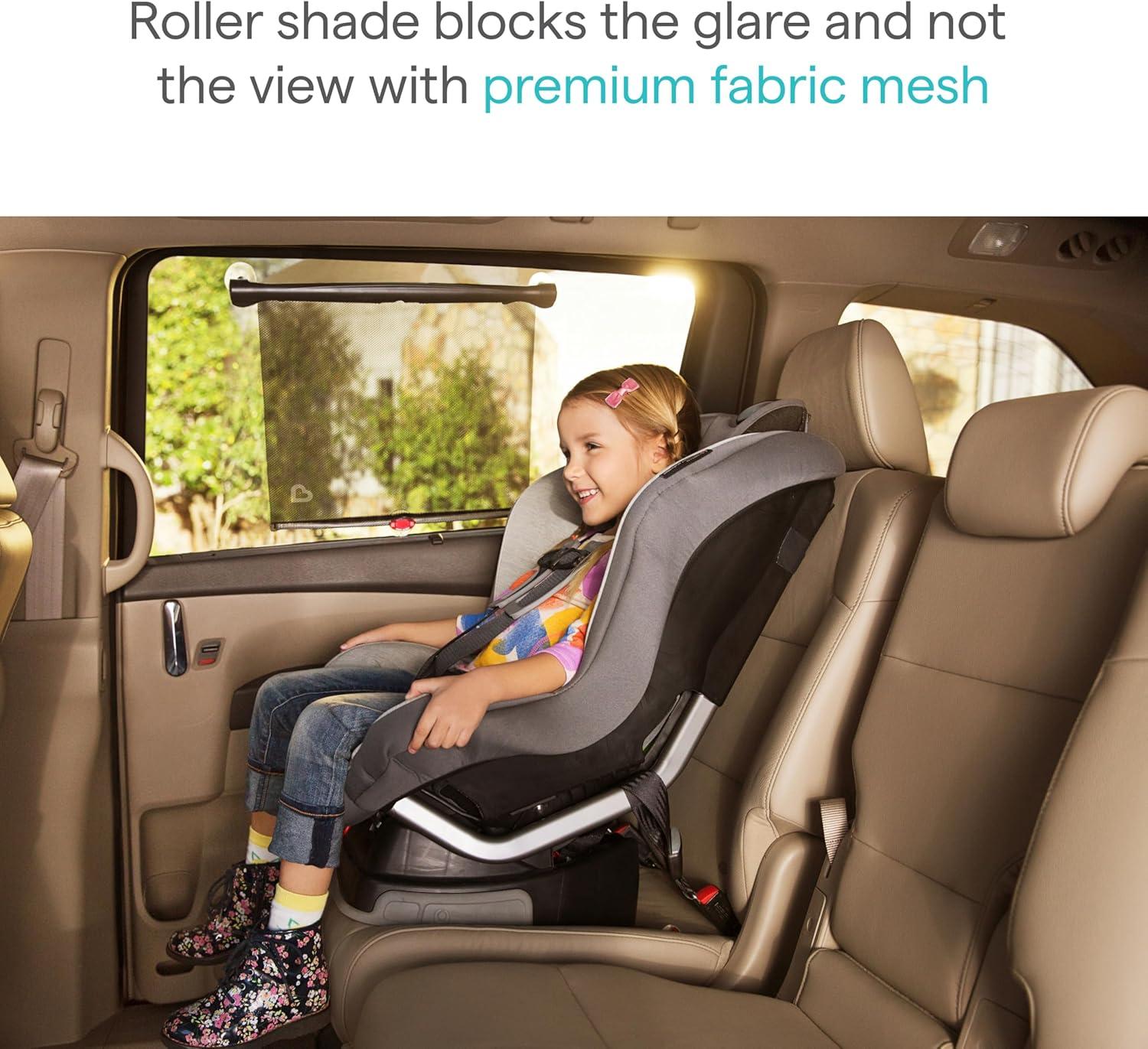 imageMunchkin Brica Sun Safety Car Window Shade with Heat Alert Helps Block UVAUVB Rays 2 Pack BlackCar Window Roller Shade