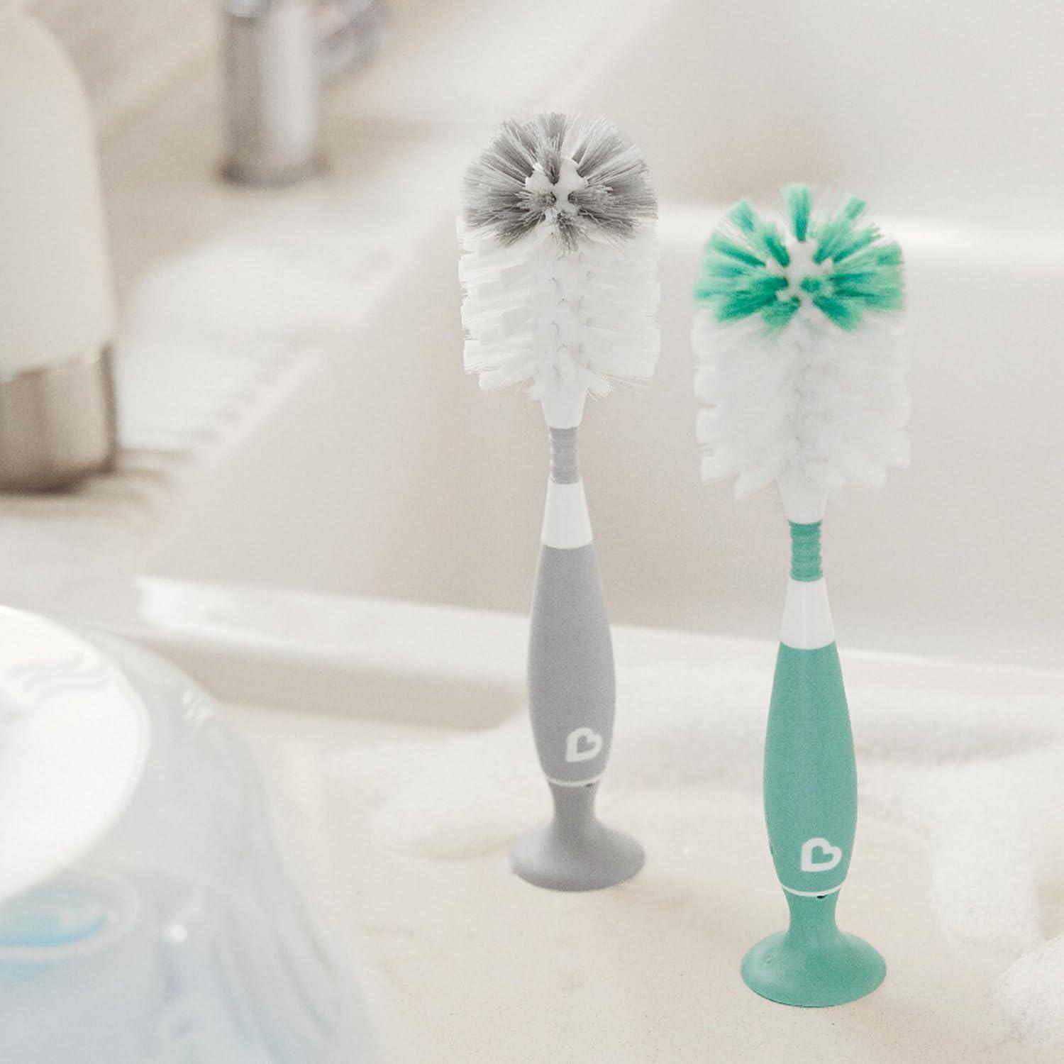 imageMunchkin Bristle Bottle Brush Grey 2 PackSage and White