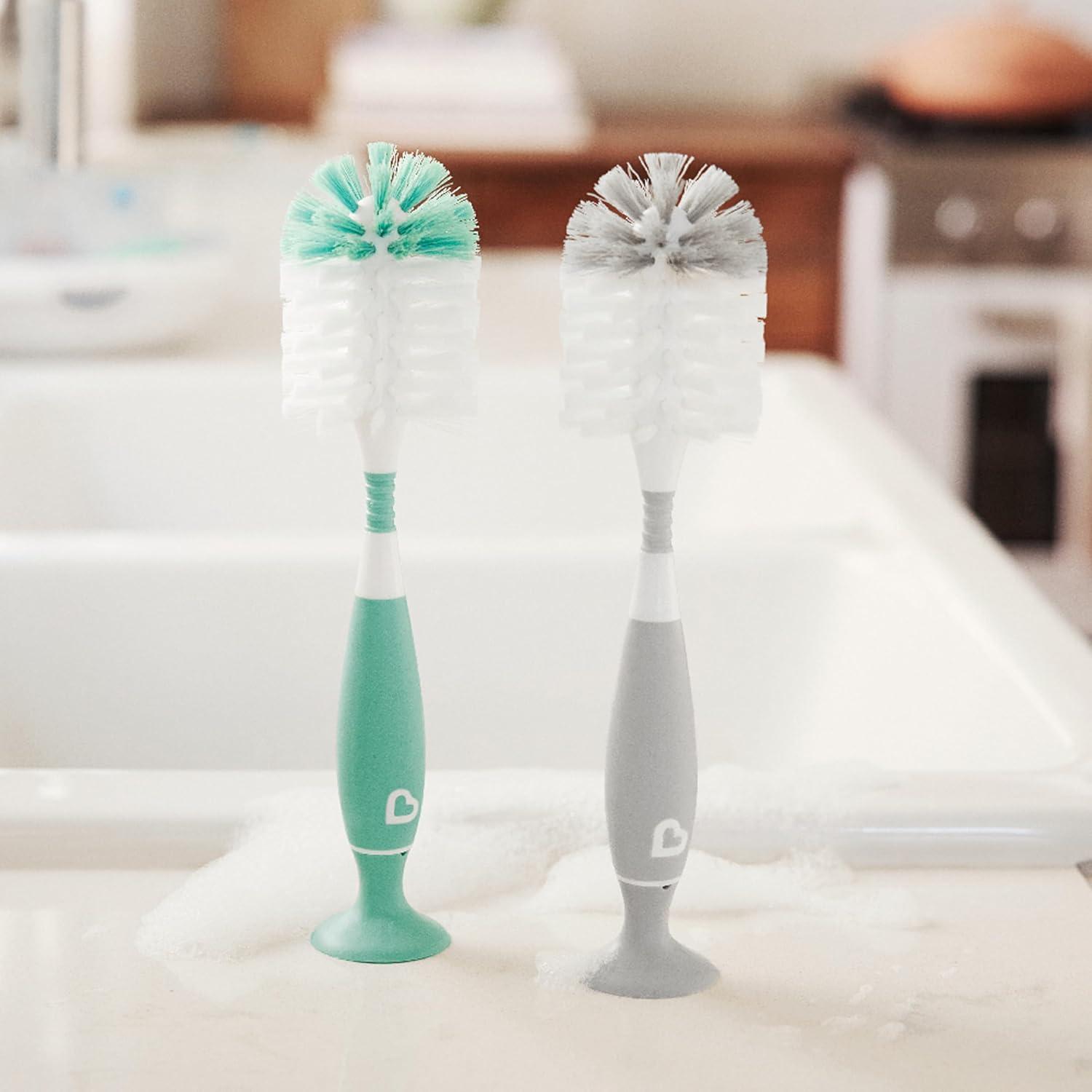 imageMunchkin Bristle Bottle Brush Grey 2 PackSage and White