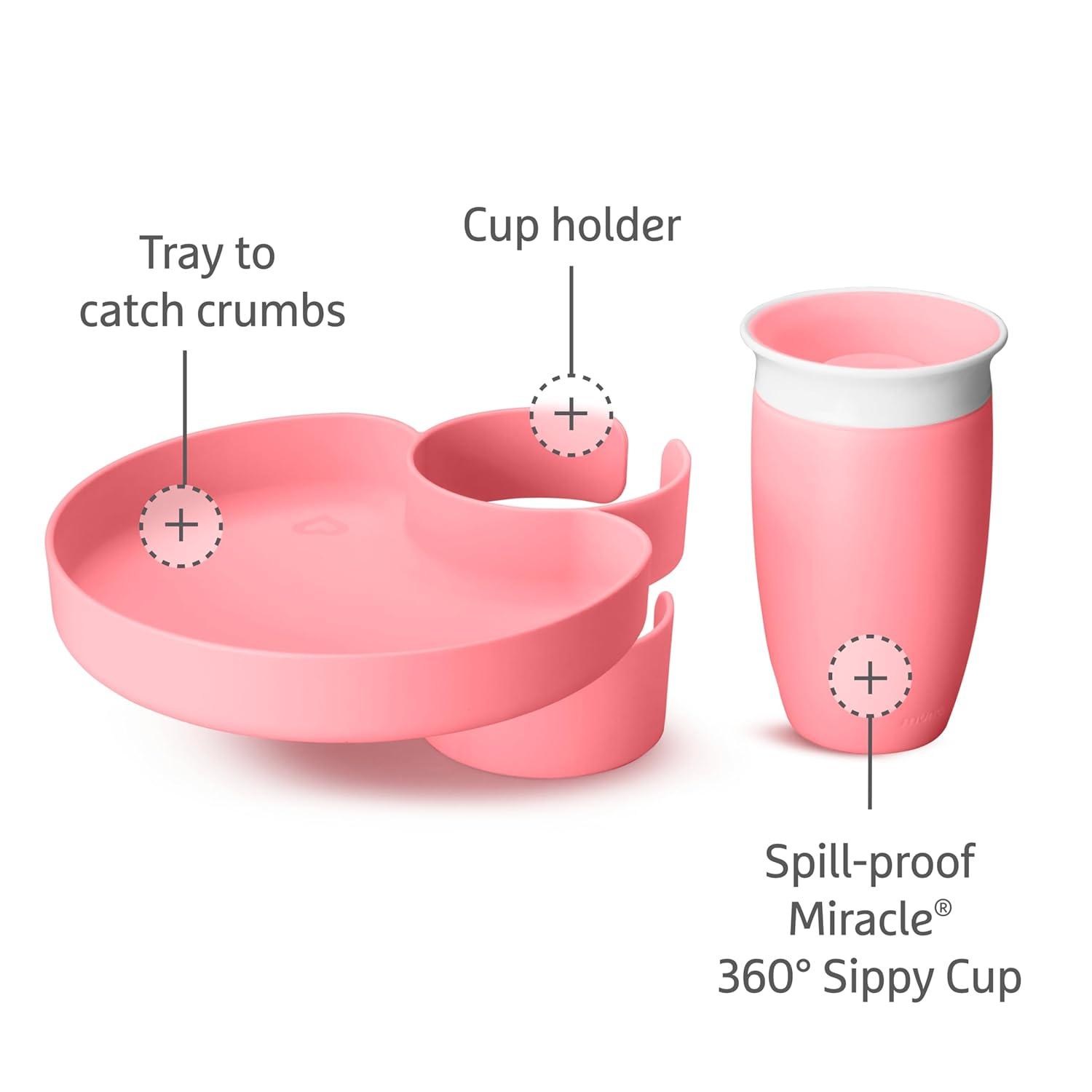 imageMunchkin Carseat Tray  Toddler Travel ampamp Road Trip Accessory for MessFree Snacking in The Car GreyPink