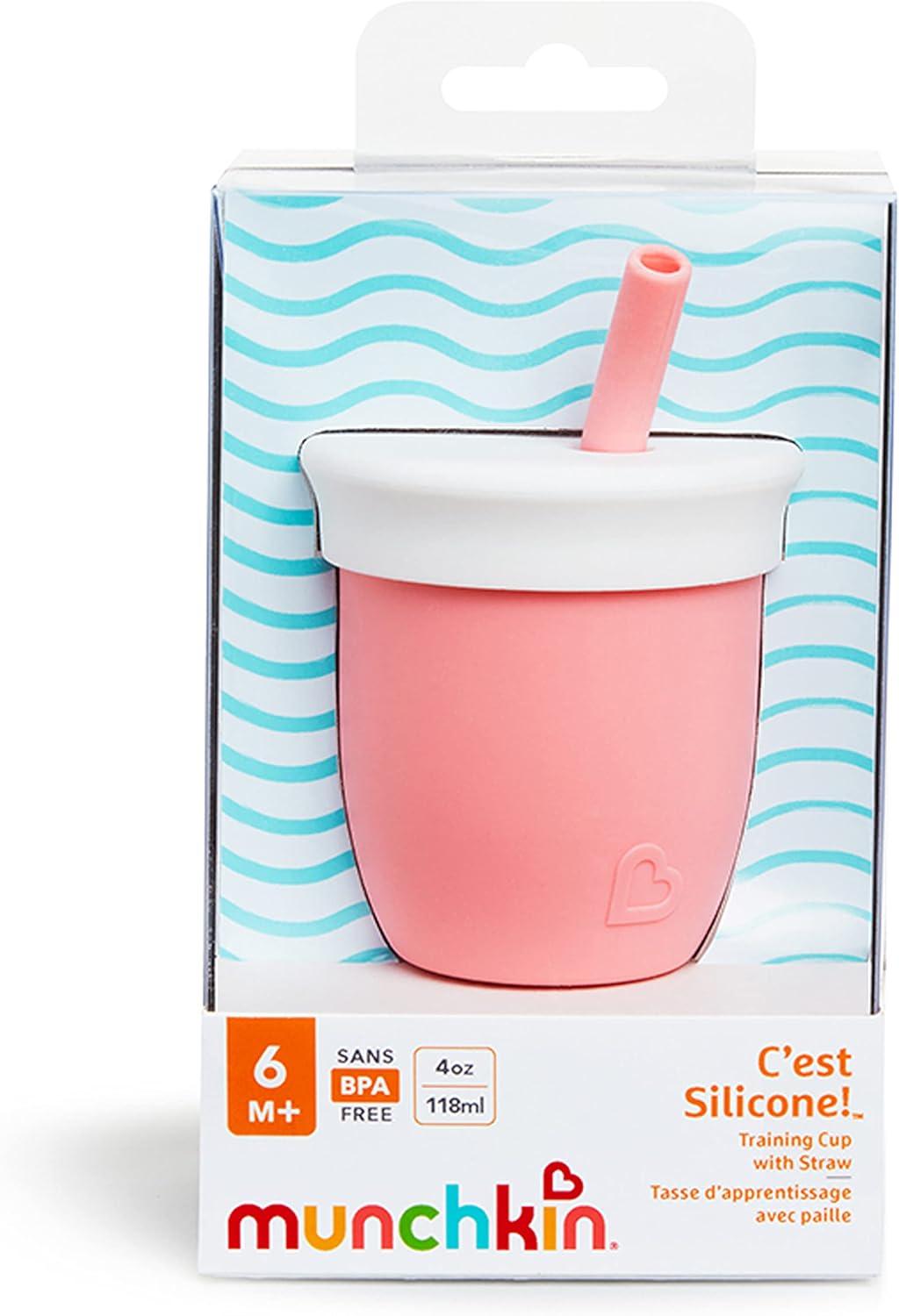 imageMunchkin Cest Silicone Open Training Cup with Straw for Babies and Toddlers 6 Months 4 Ounce MintCoral