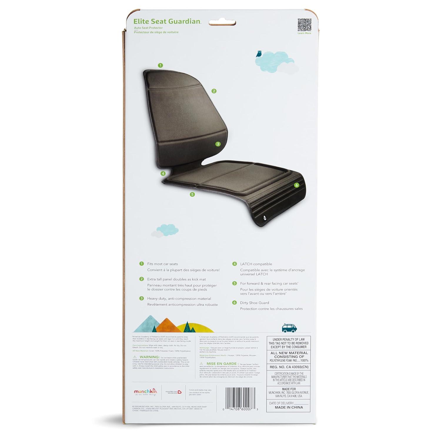 imageMunchkin Child Car Seat Protector Elite Seat Guardian with Grime Guard Fabric Dark GreySeat Protector