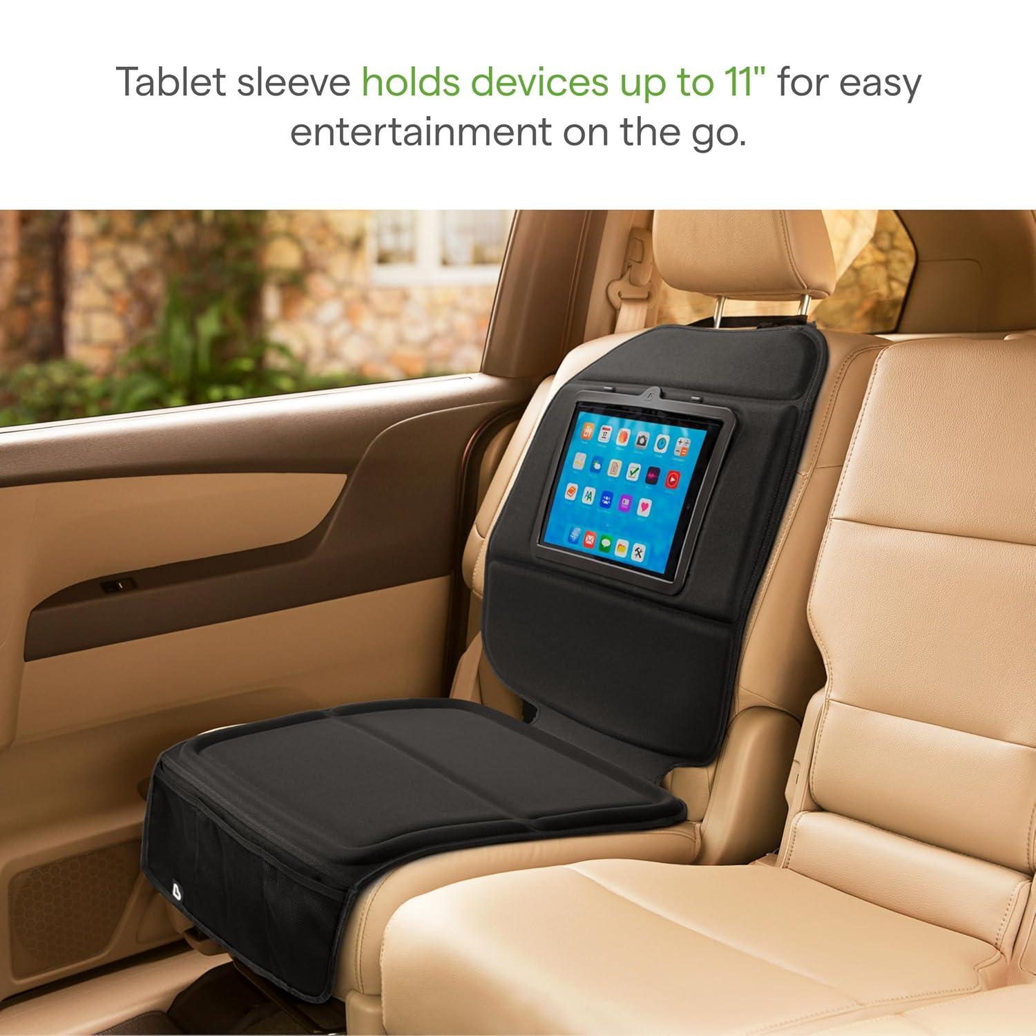 imageMunchkin Child Car Seat Protector Elite Seat Guardian with Grime Guard Fabric Dark GreySeat Protector with Tablet Holder