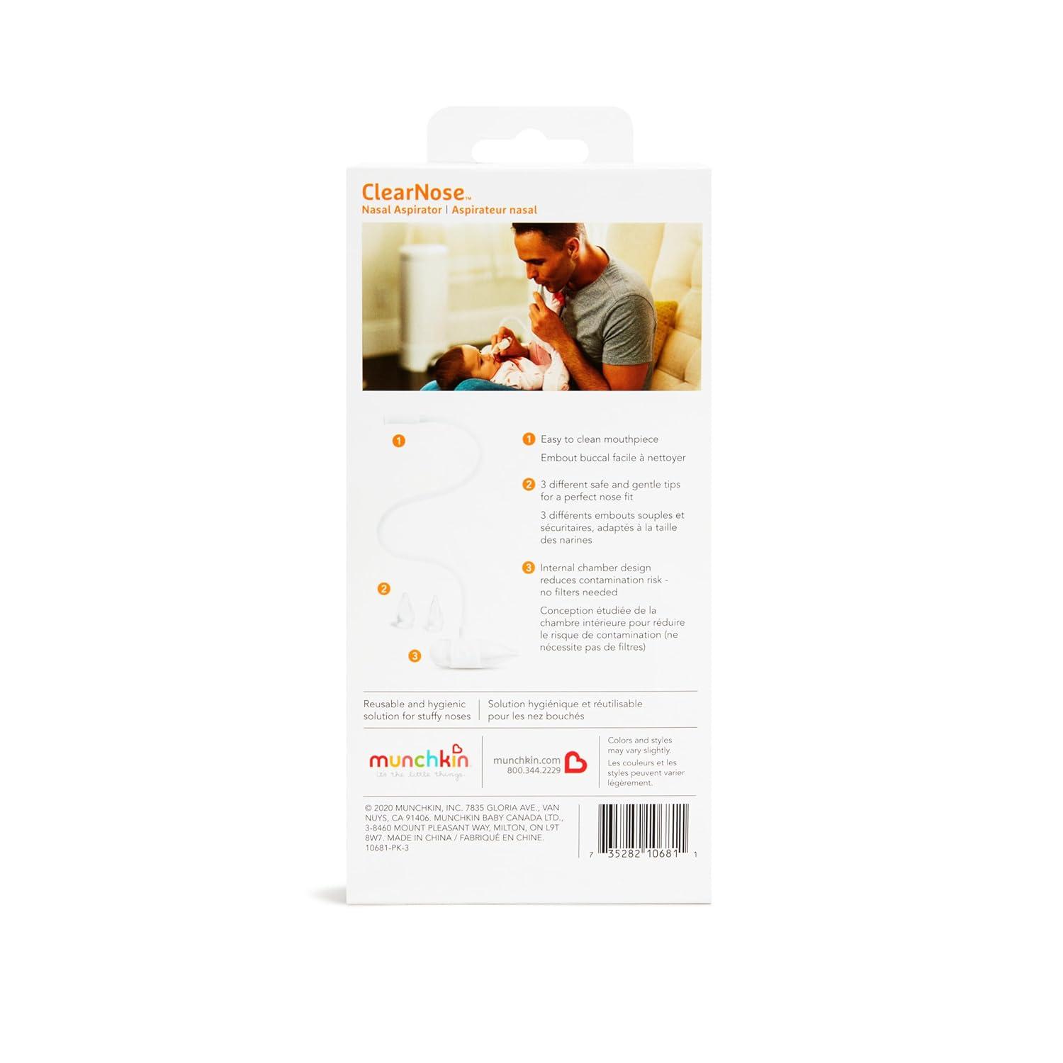 imageMunchkin ClearNose Baby Nasal Aspirator  No Filters Needed Gentle Nose Sucker for Baby Snot ClearWhite5 Piece Set Pack of 1