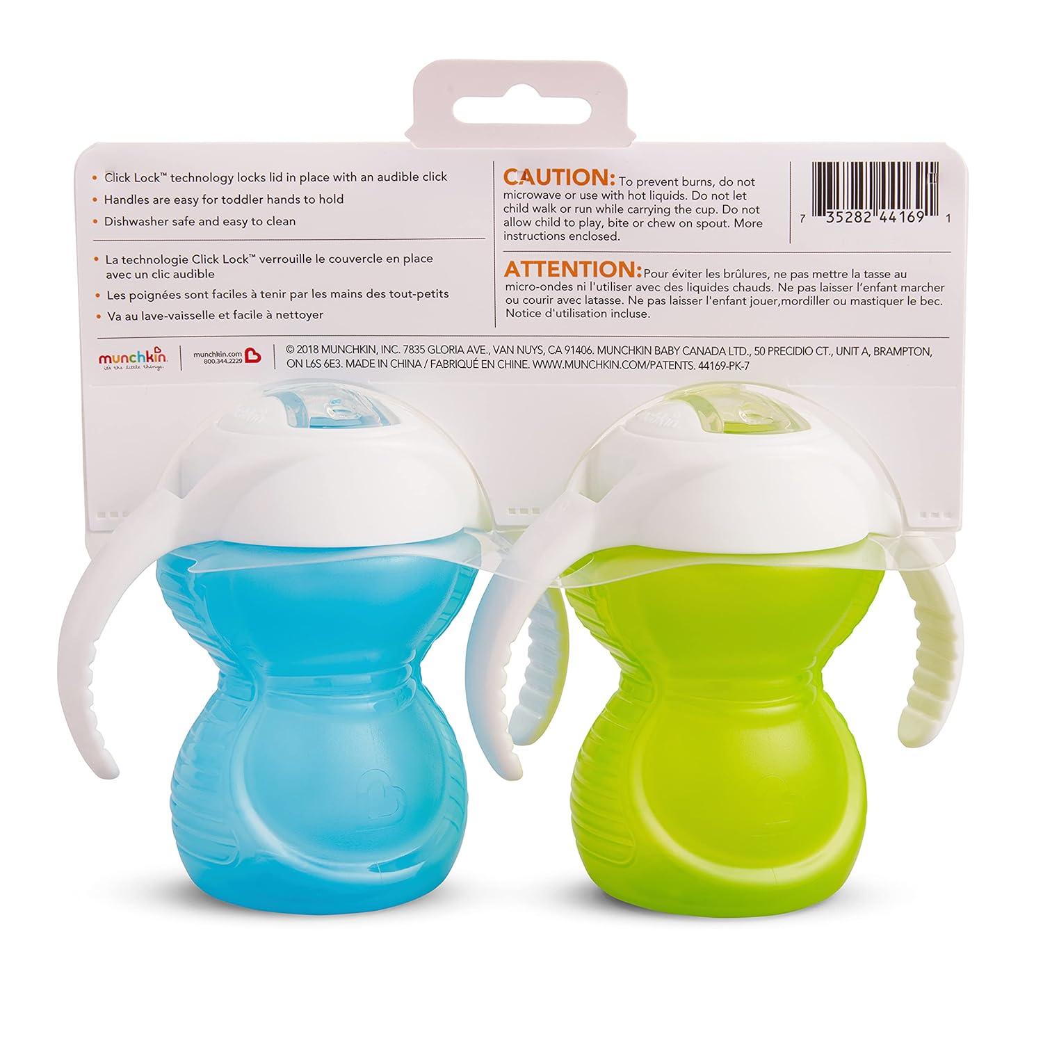 imageMunchkin Click Lock Bite Proof Trainer Cup 7 Ounce 2 Pack BluePurpleBlueGreen