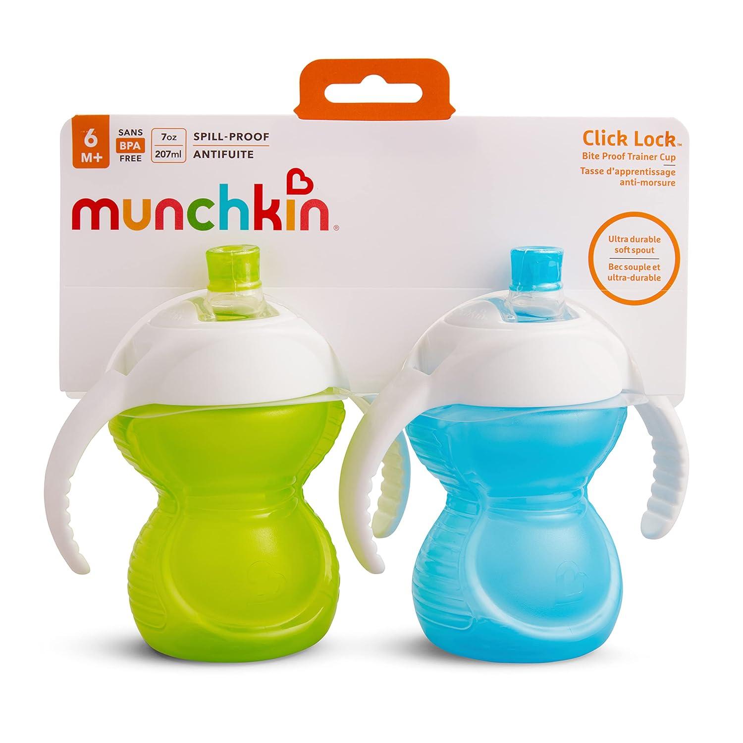 imageMunchkin Click Lock Bite Proof Trainer Cup 7 Ounce 2 Pack BluePurpleBlueGreen