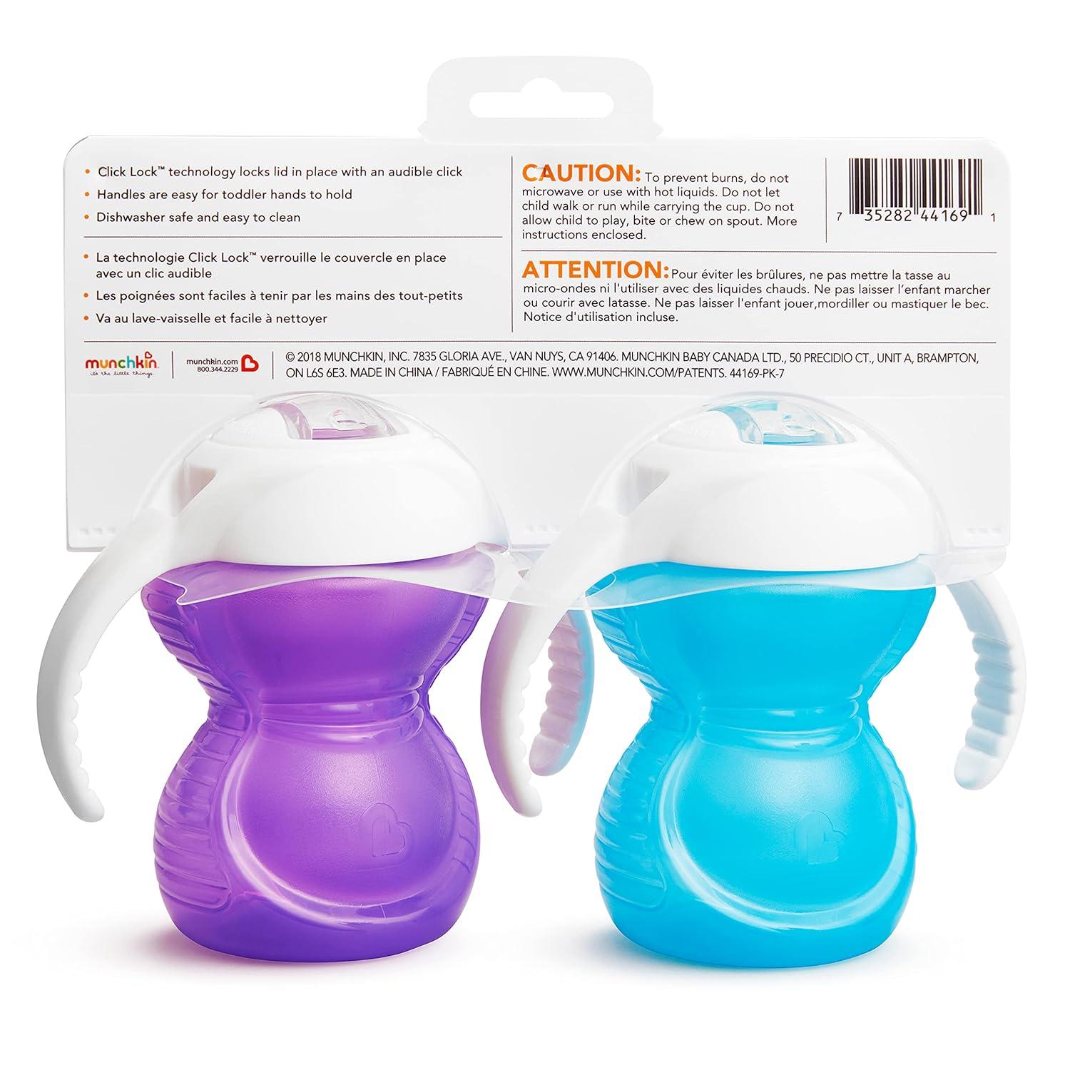imageMunchkin Click Lock Bite Proof Trainer Cup 7 Ounce 2 Pack BluePurpleBluePurple