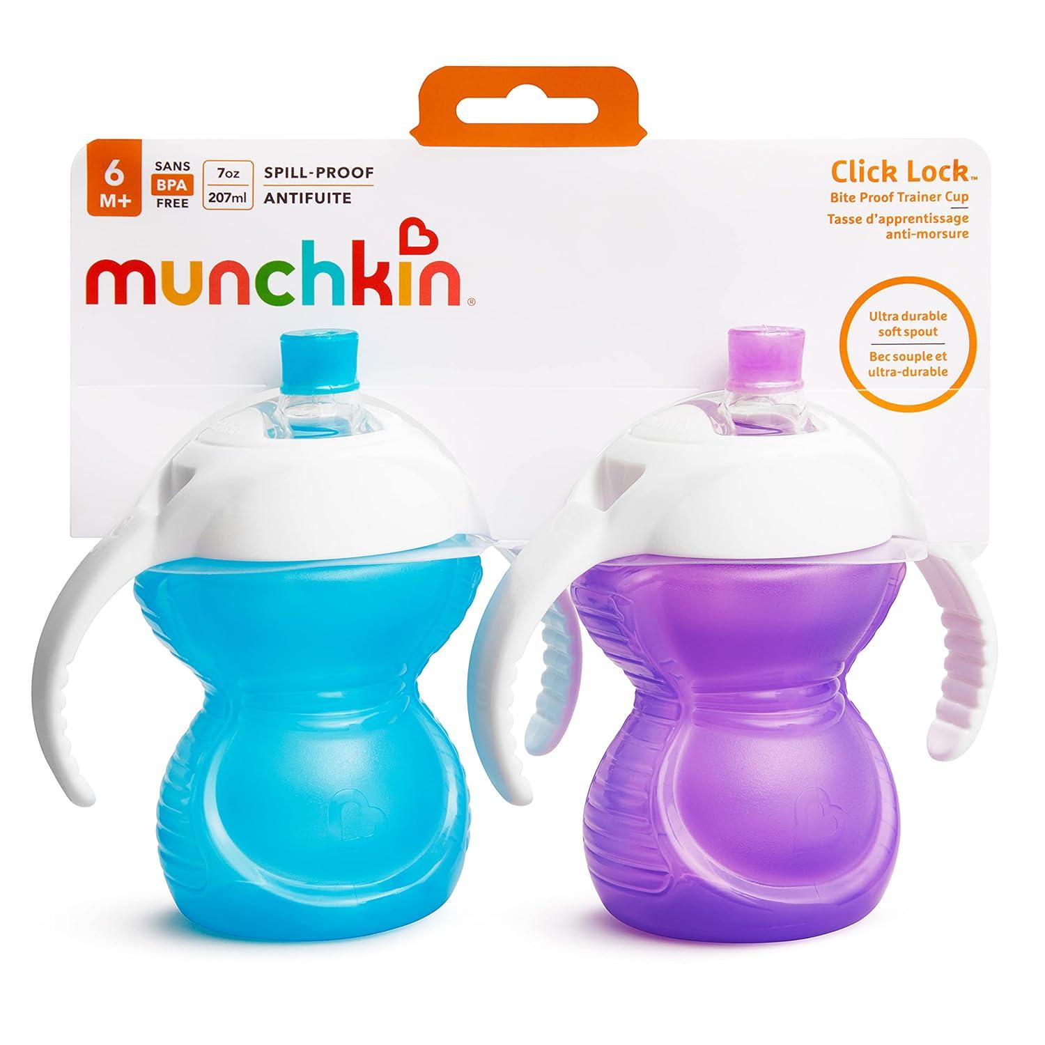 imageMunchkin Click Lock Bite Proof Trainer Cup 7 Ounce 2 Pack BluePurpleBluePurple