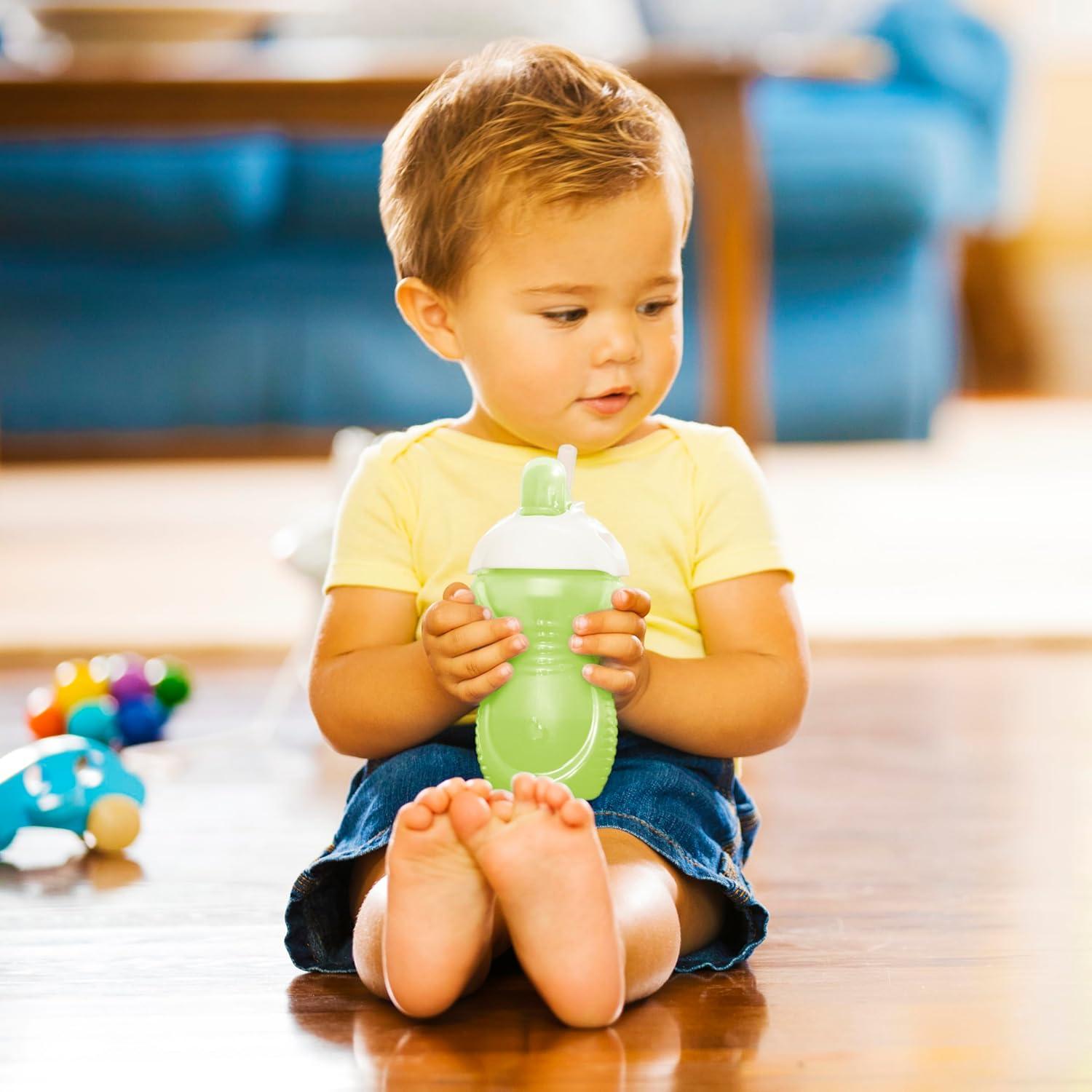 imageMunchkin Click Lock Flip Straw Toddler Sippy Cup 9 Ounce 2 Pack BlueGreen2 Count Pack of 1