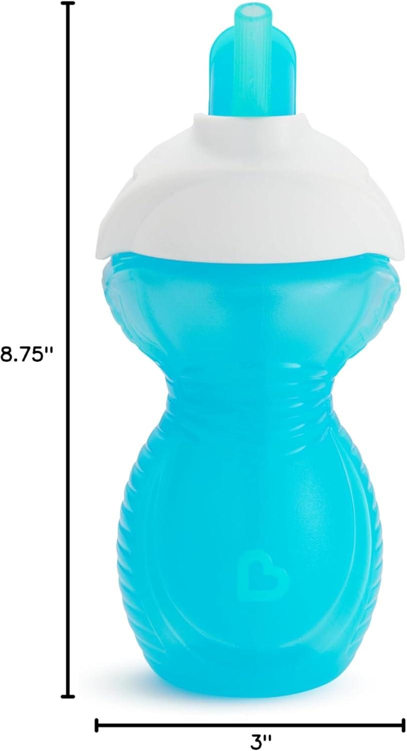 imageMunchkin Click Lock Flip Straw Toddler Sippy Cup 9 Ounce 2 Pack BlueGreen2 Count Pack of 12